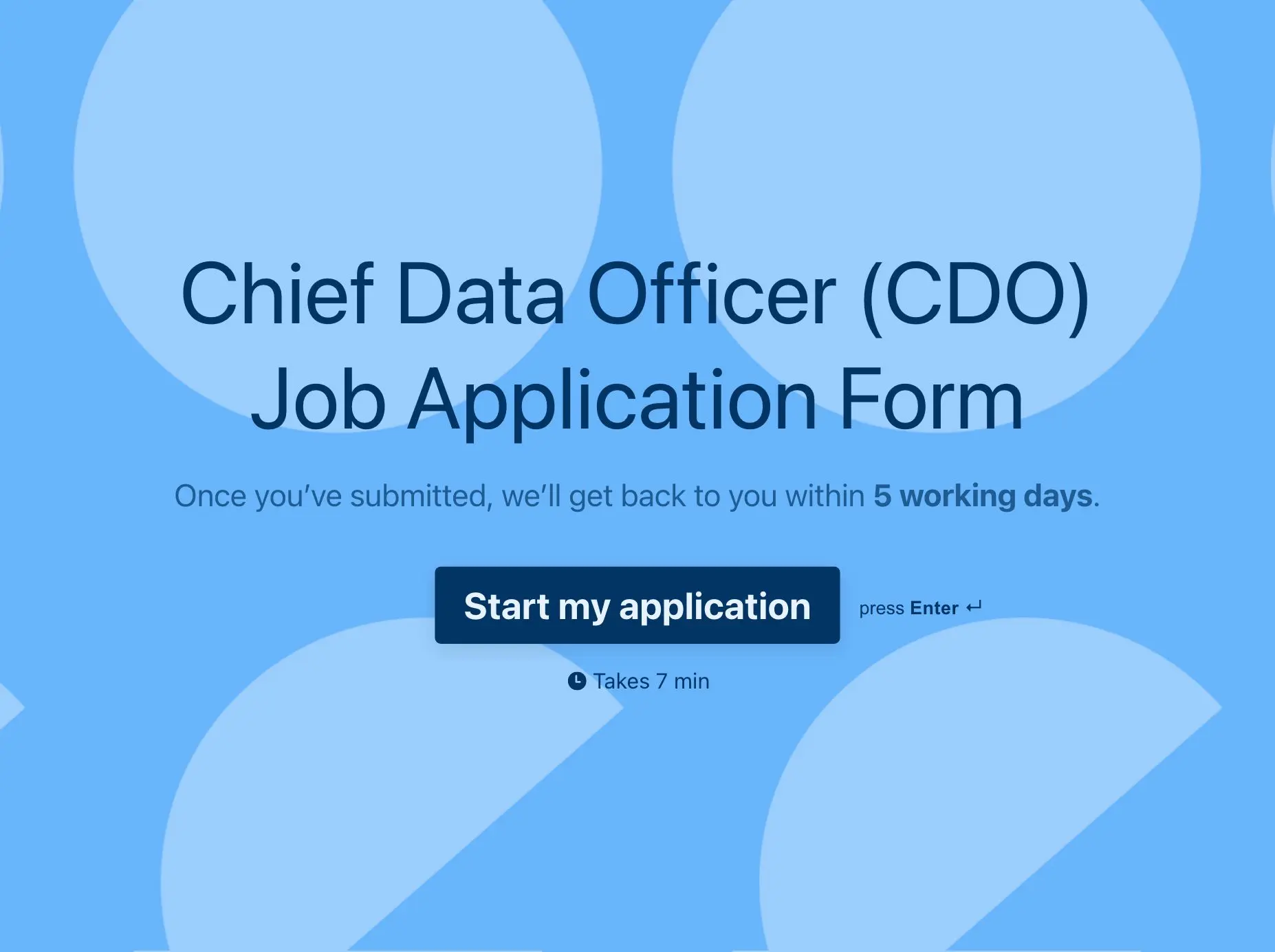 Chief Data Officer (CDO) Job Application Form Template Hero