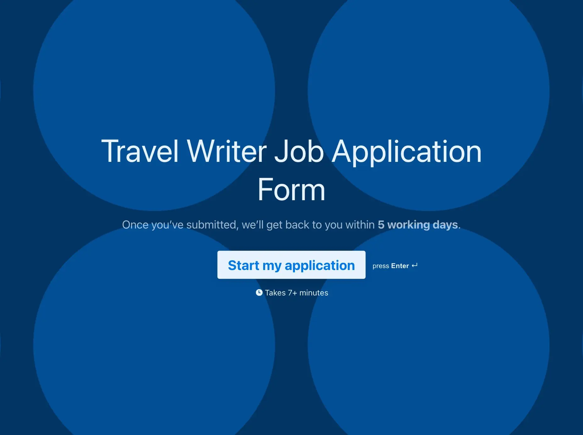 Travel Writer Job Application Form Template Hero