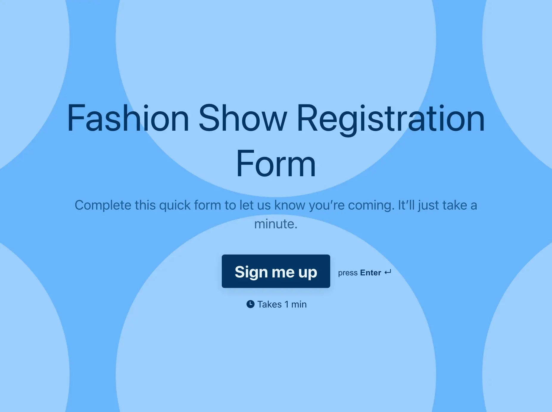 Fashion Show Registration Form Template Hero