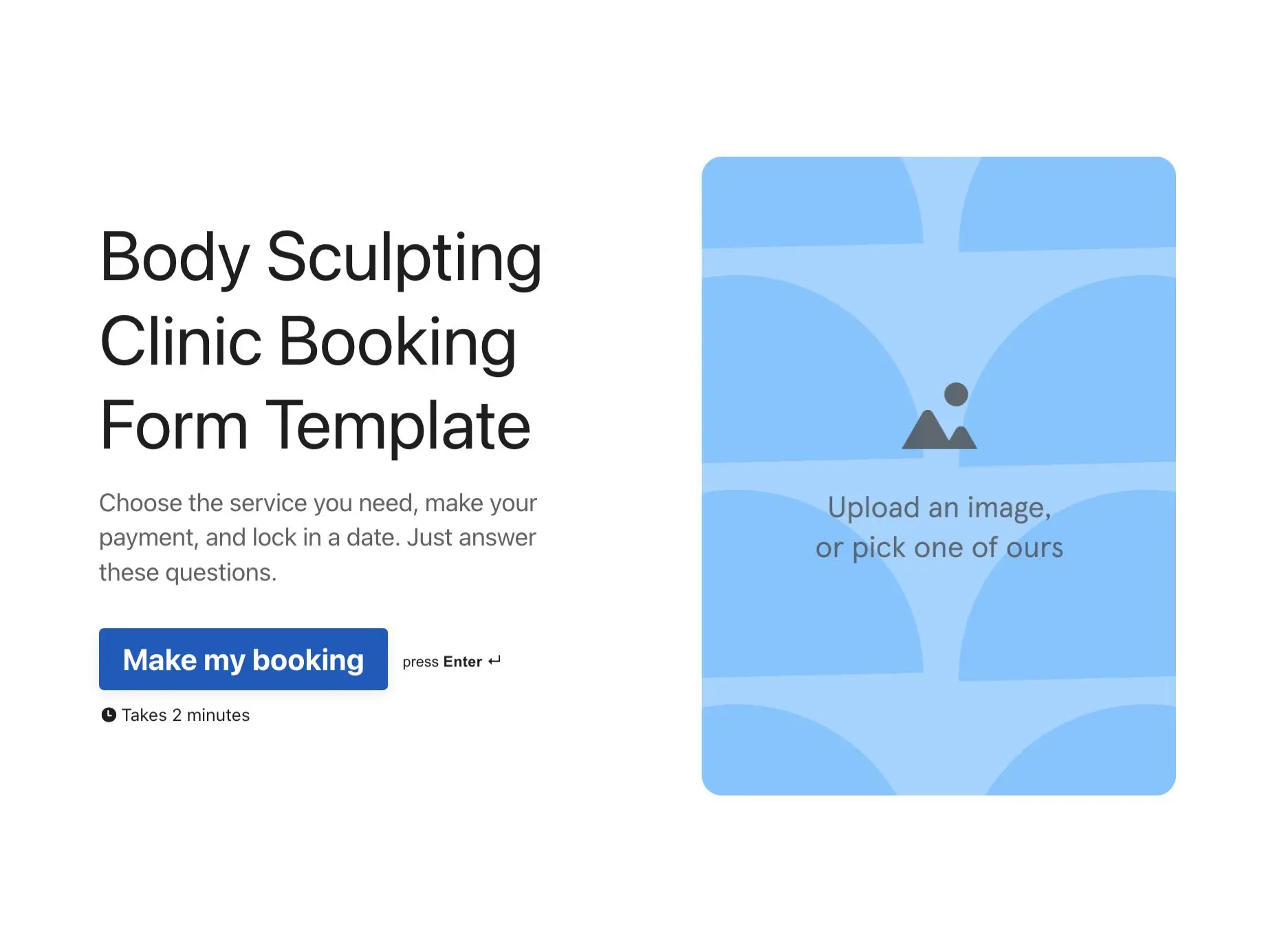 Body Sculpting Clinic Booking Form Template Hero