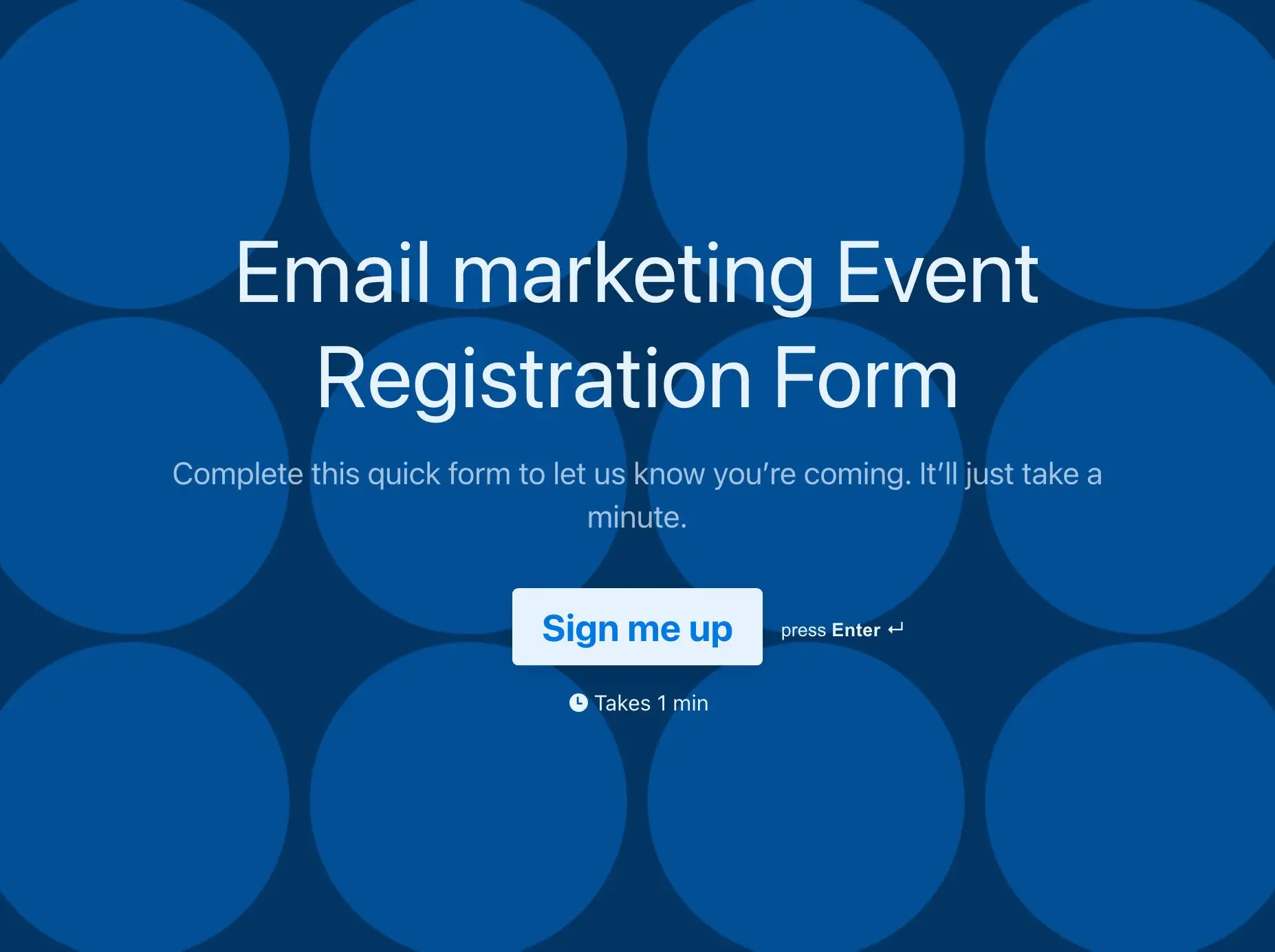 Email marketing Event Registration Form Template Hero
