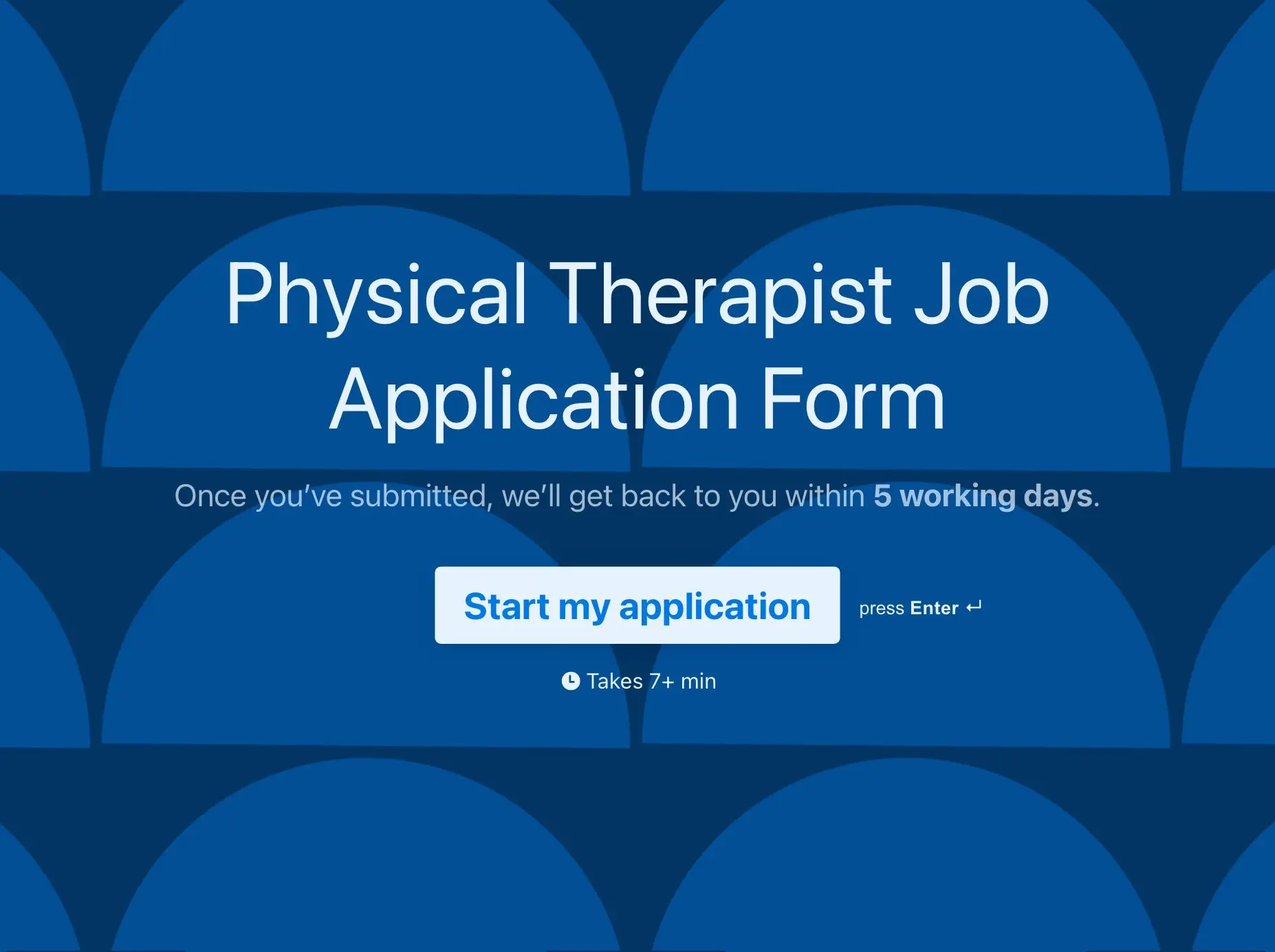 Physical Therapist Job Application Form Template Hero