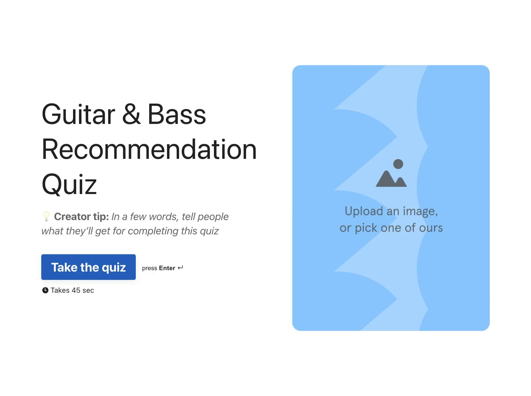 Guitar & Bass Recommendation Quiz Template Hero