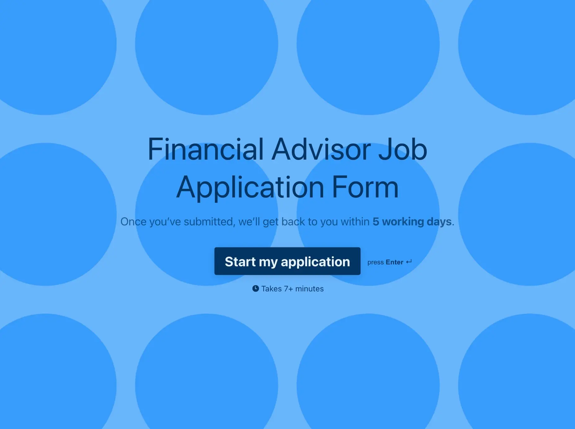 Financial Advisor Job Application Form Template Hero