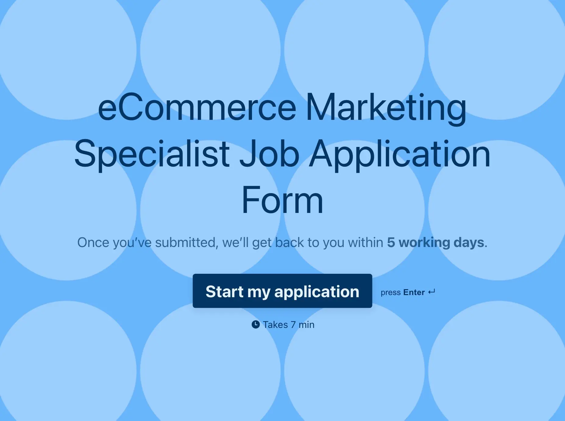 eCommerce Marketing Specialist Job Application Form Template Hero