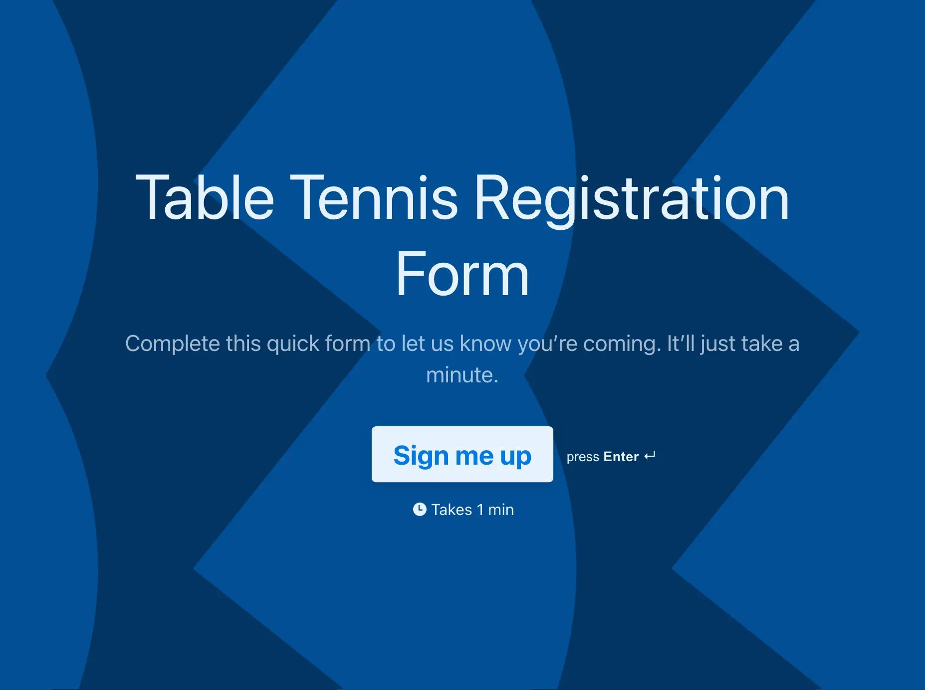 Table Tennis Registration Form Template Hero