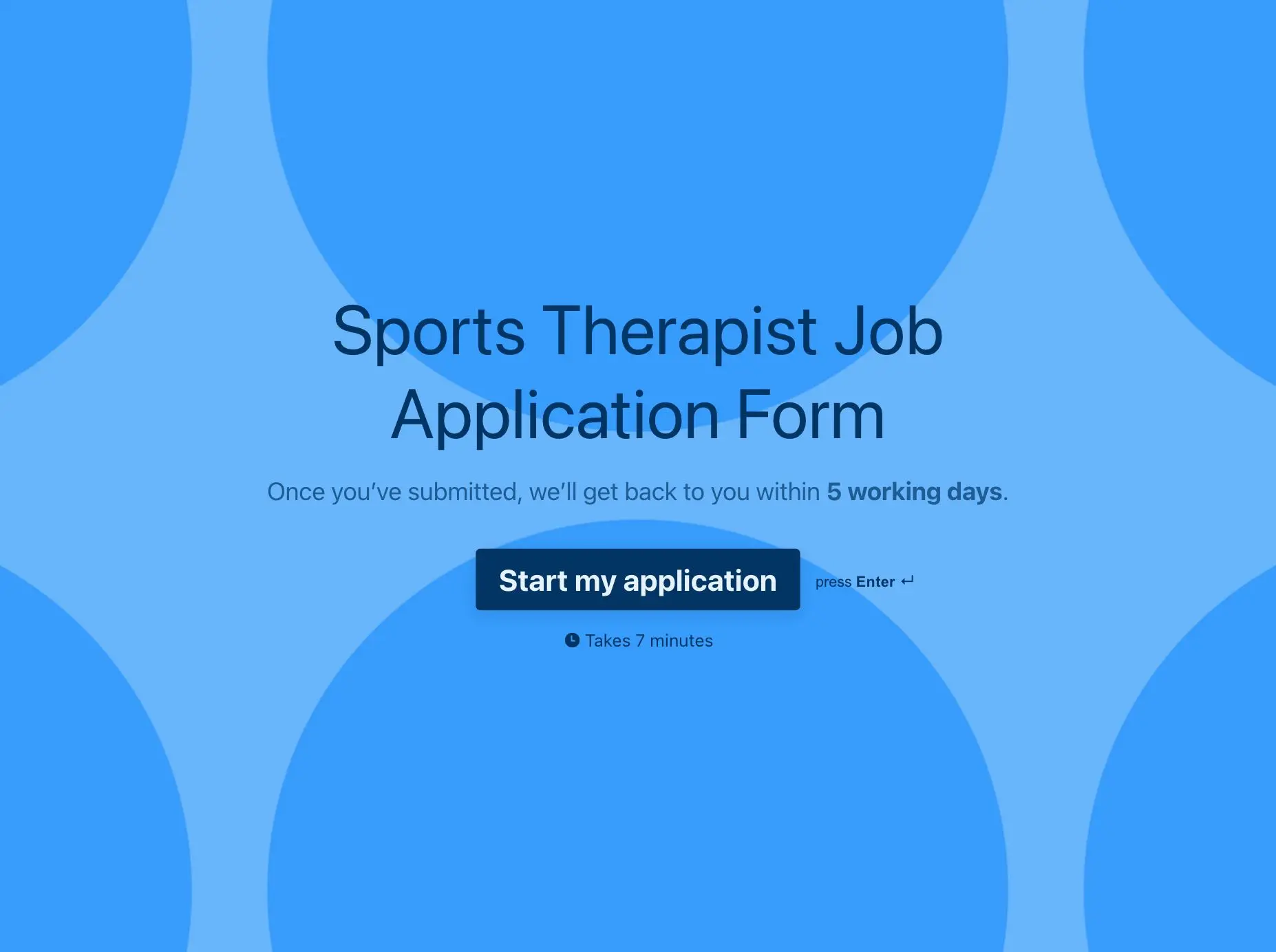 Sports Therapist Job Application Form Template Hero