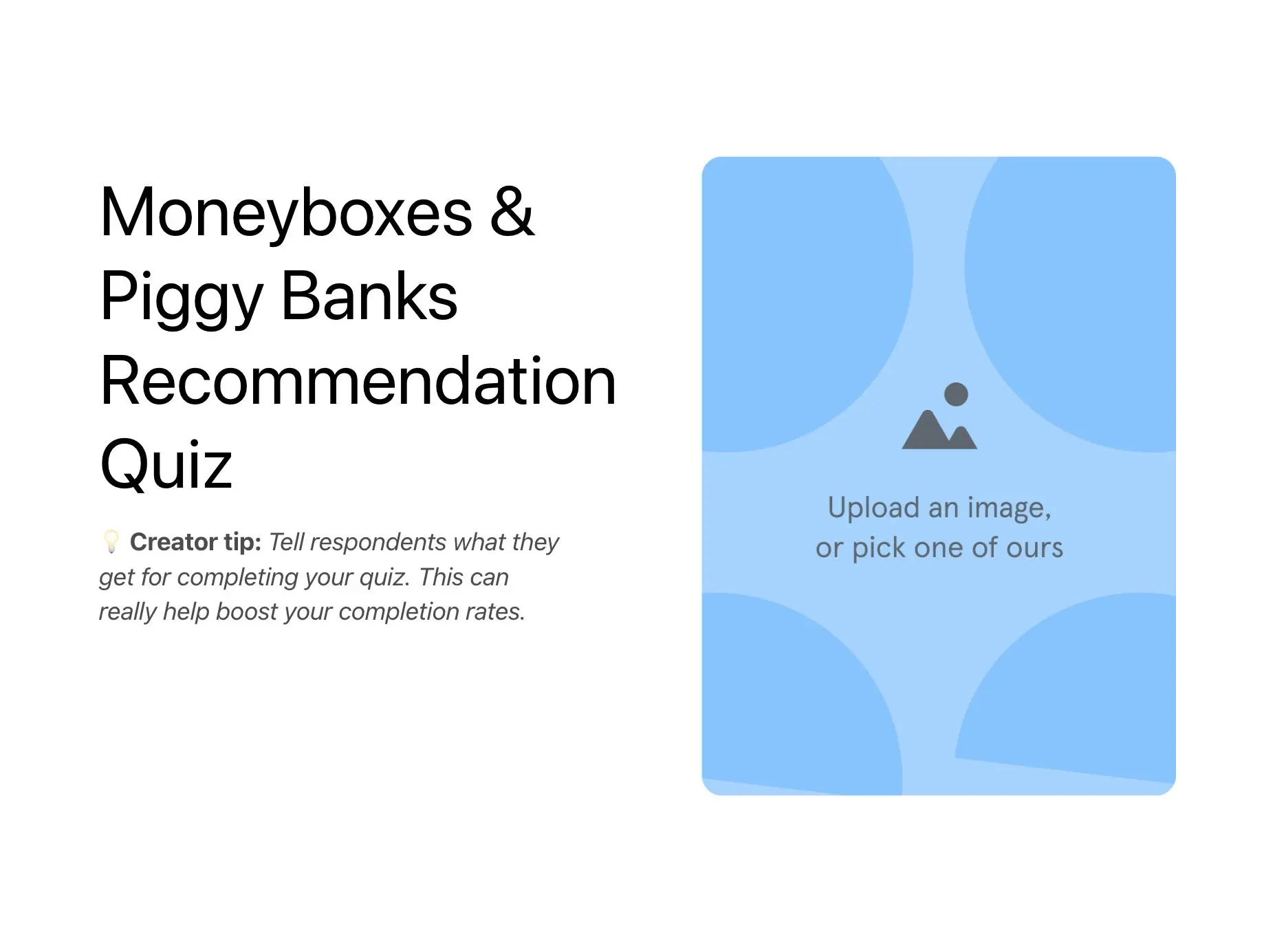 Moneyboxes & Piggy Banks Recommendation Quiz Template Hero