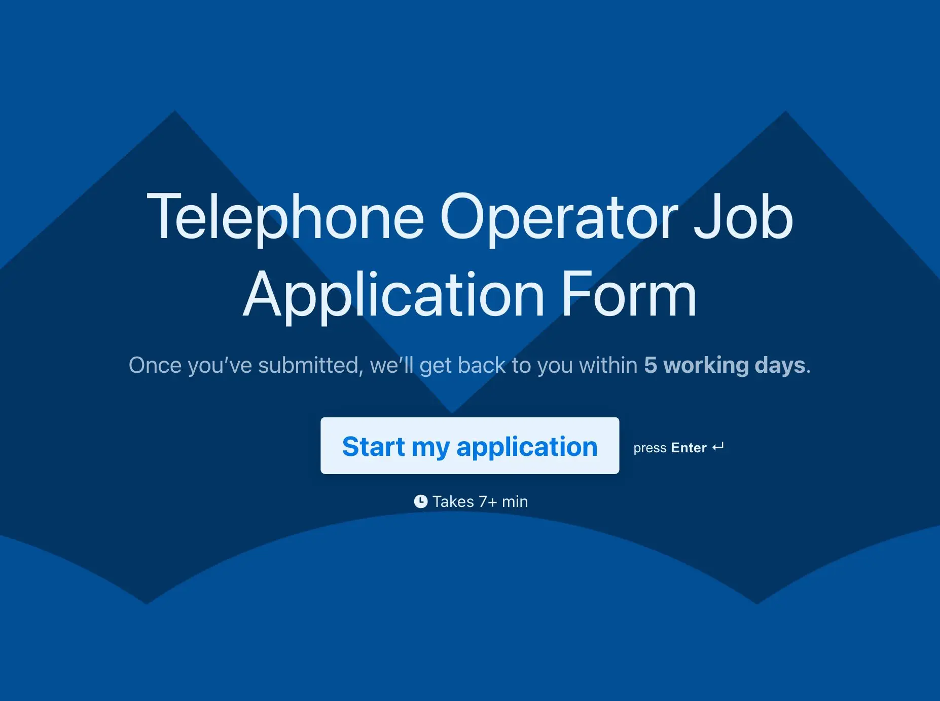 Telephone Operator Job Application Form Template Hero
