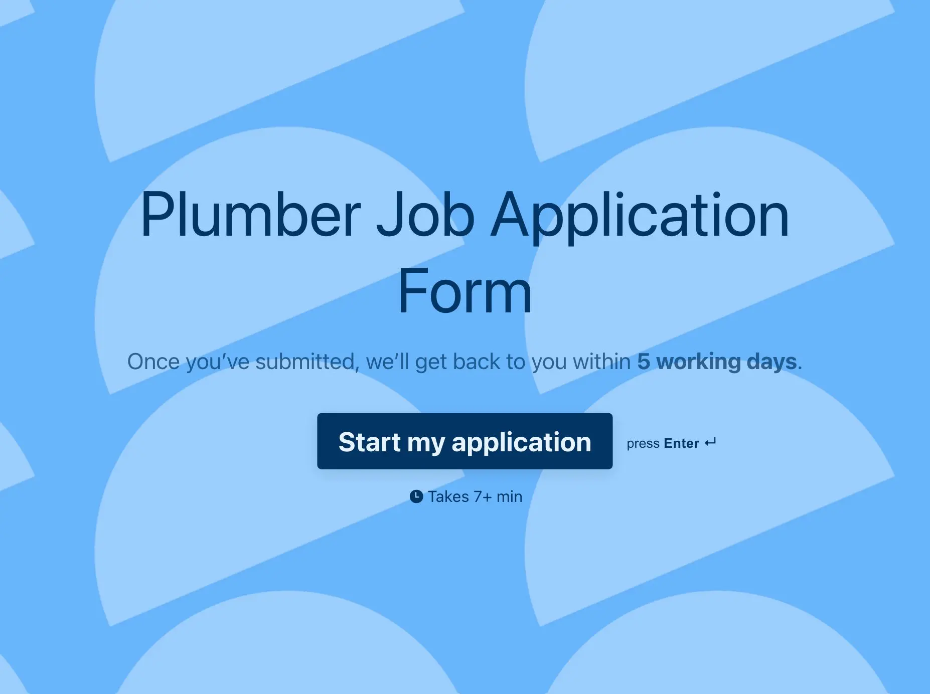 Plumber Job Application Form Template Hero