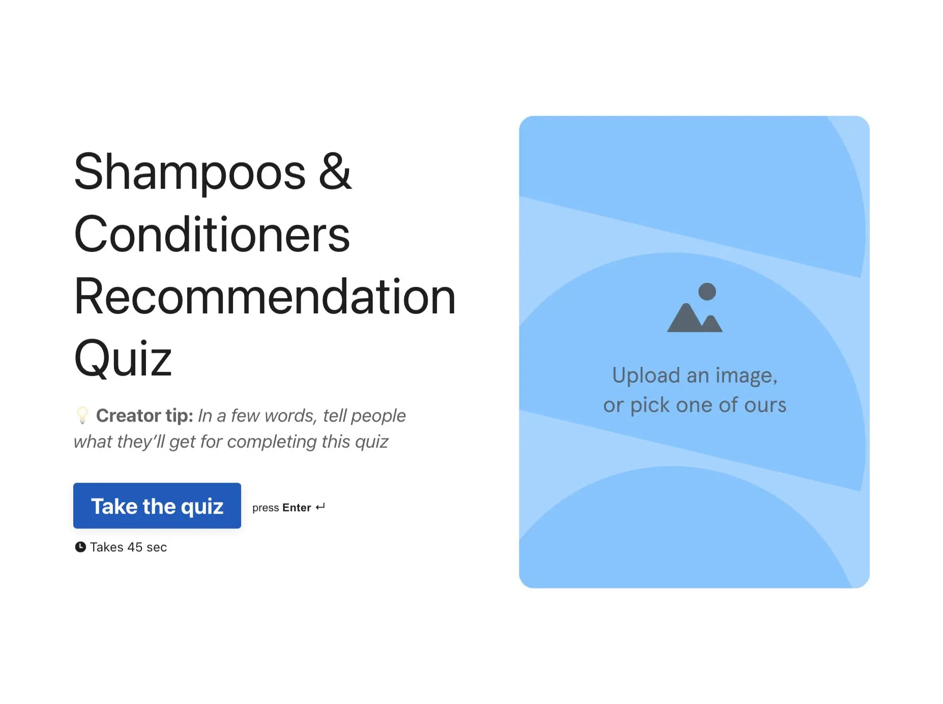 Shampoos & Conditioners Recommendation Quiz Template Hero