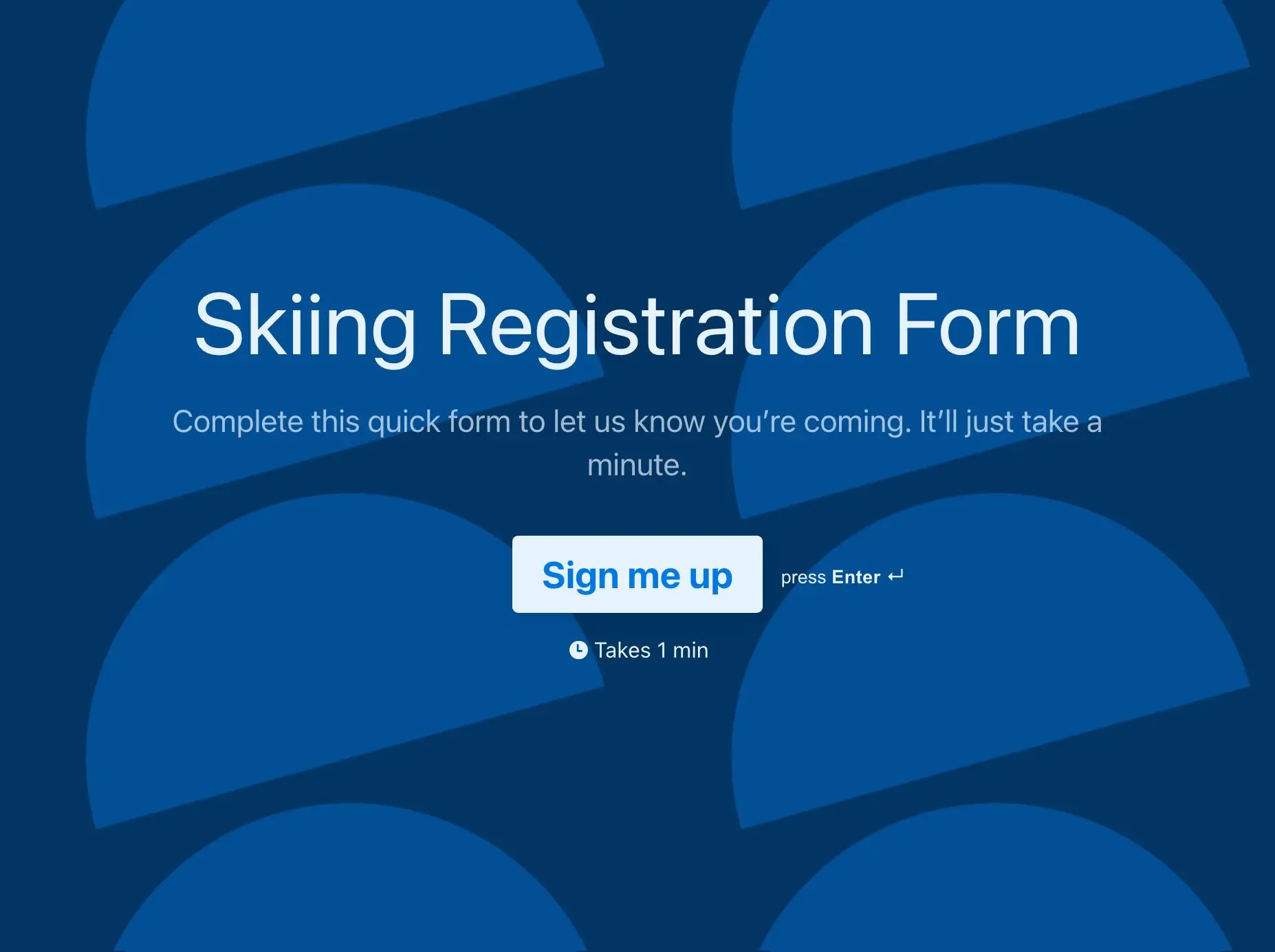 Skiing Registration Form Template Hero