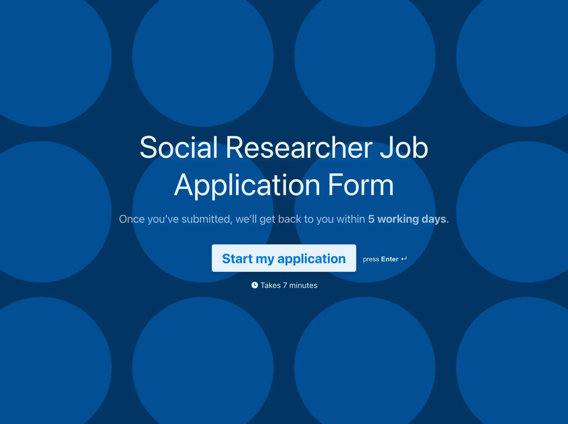 Social Researcher Job Application Form Template Hero