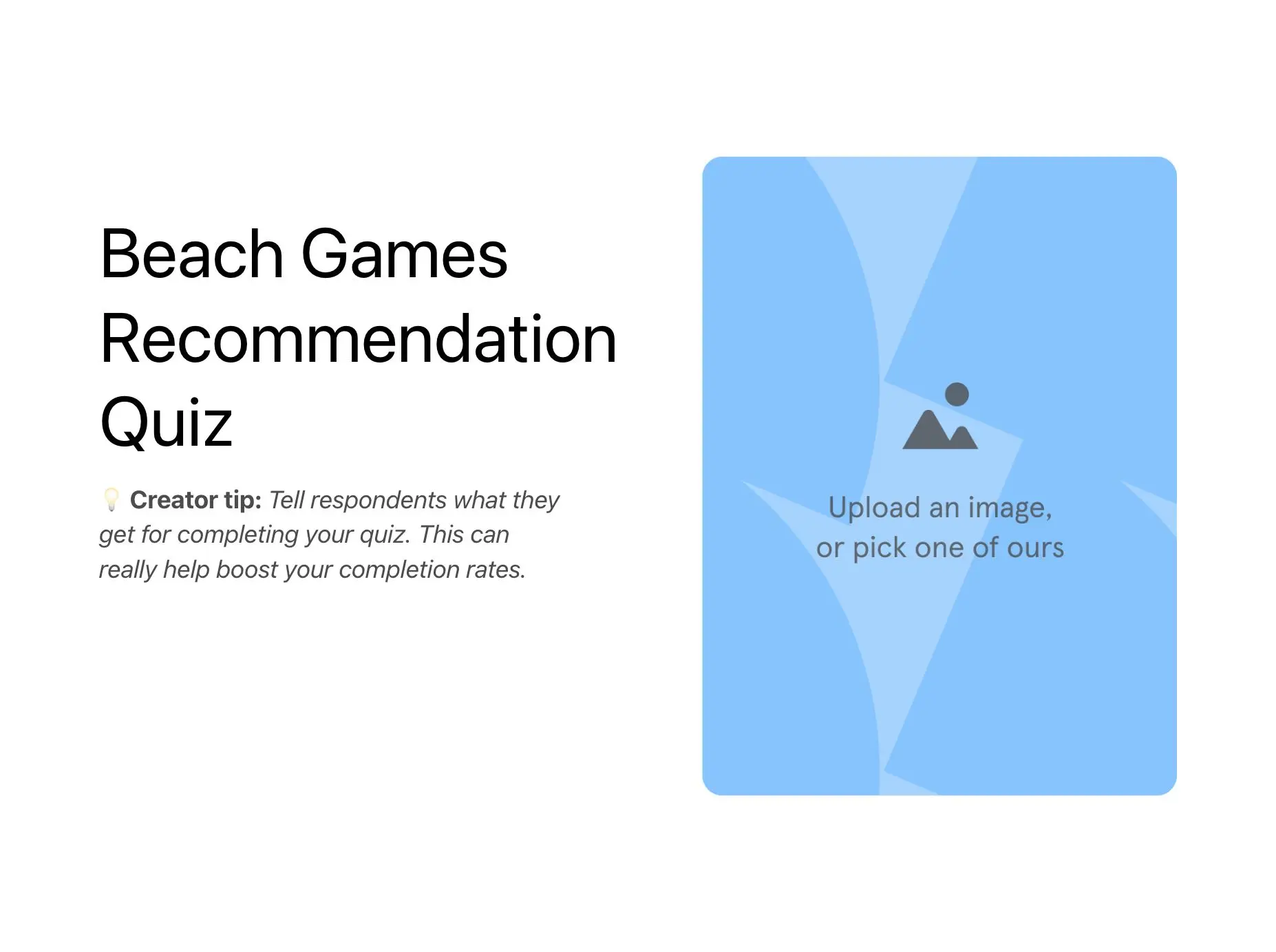 Beach Games Recommendation Quiz Template Hero