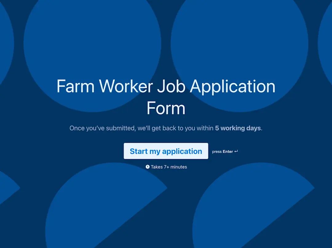 Farm Worker Job Application Form Template