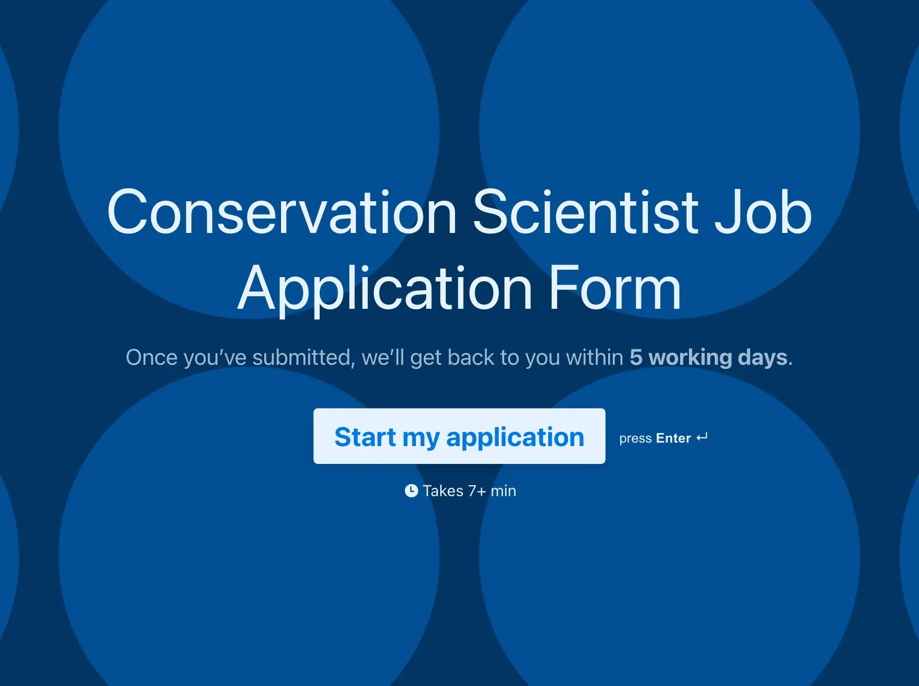 Conservation Scientist Job Application Form Template Hero