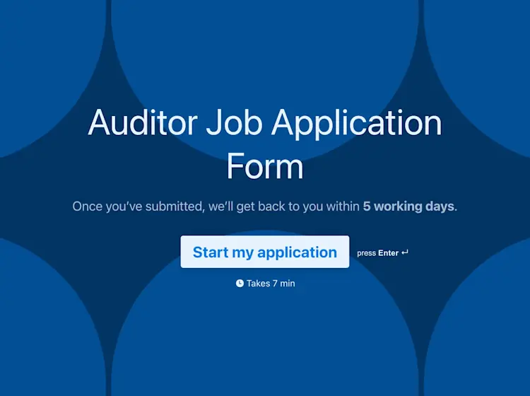 Auditor Job Application Form Template