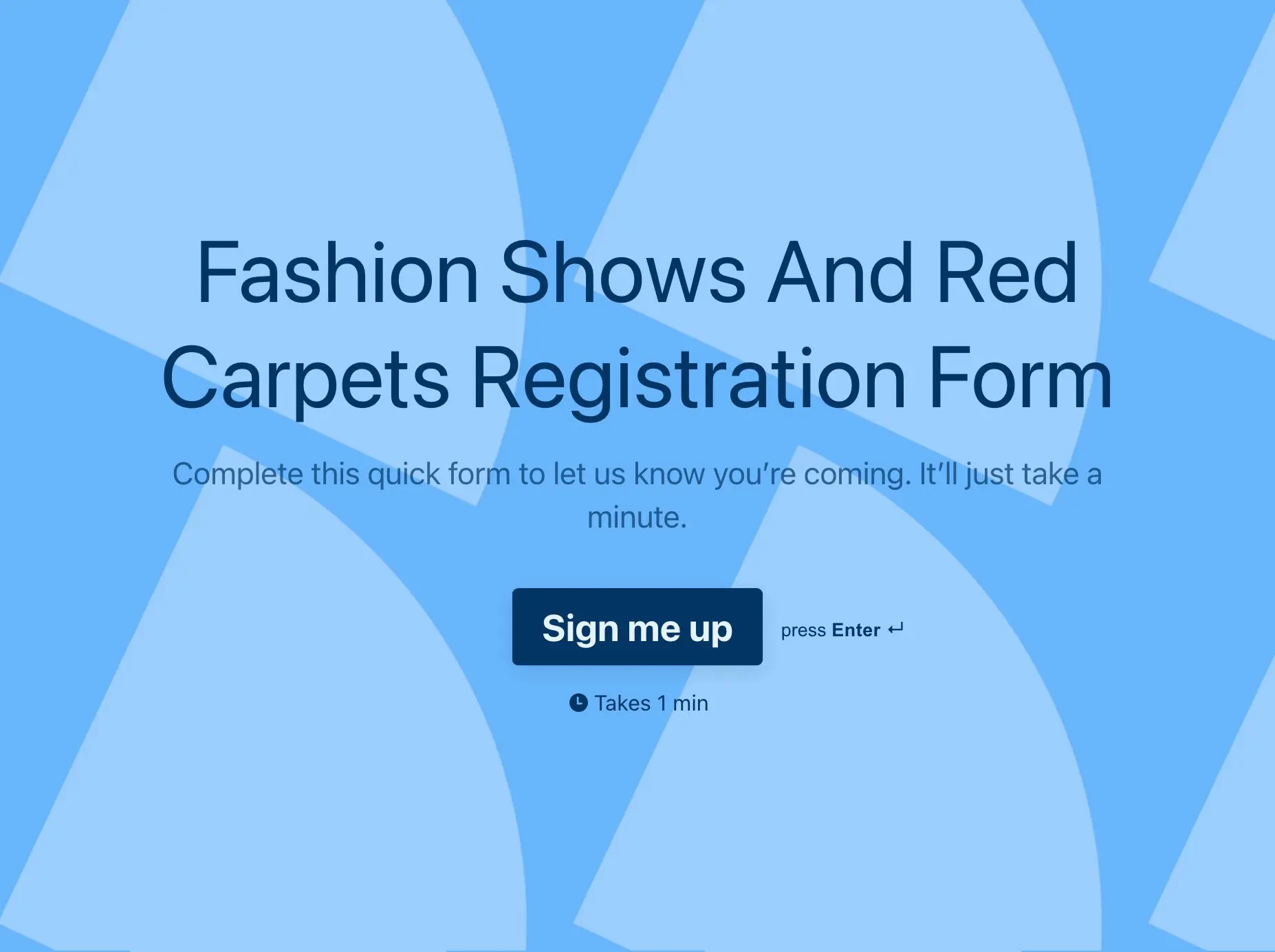 Fashion Shows And Red Carpets Registration Form Template Hero