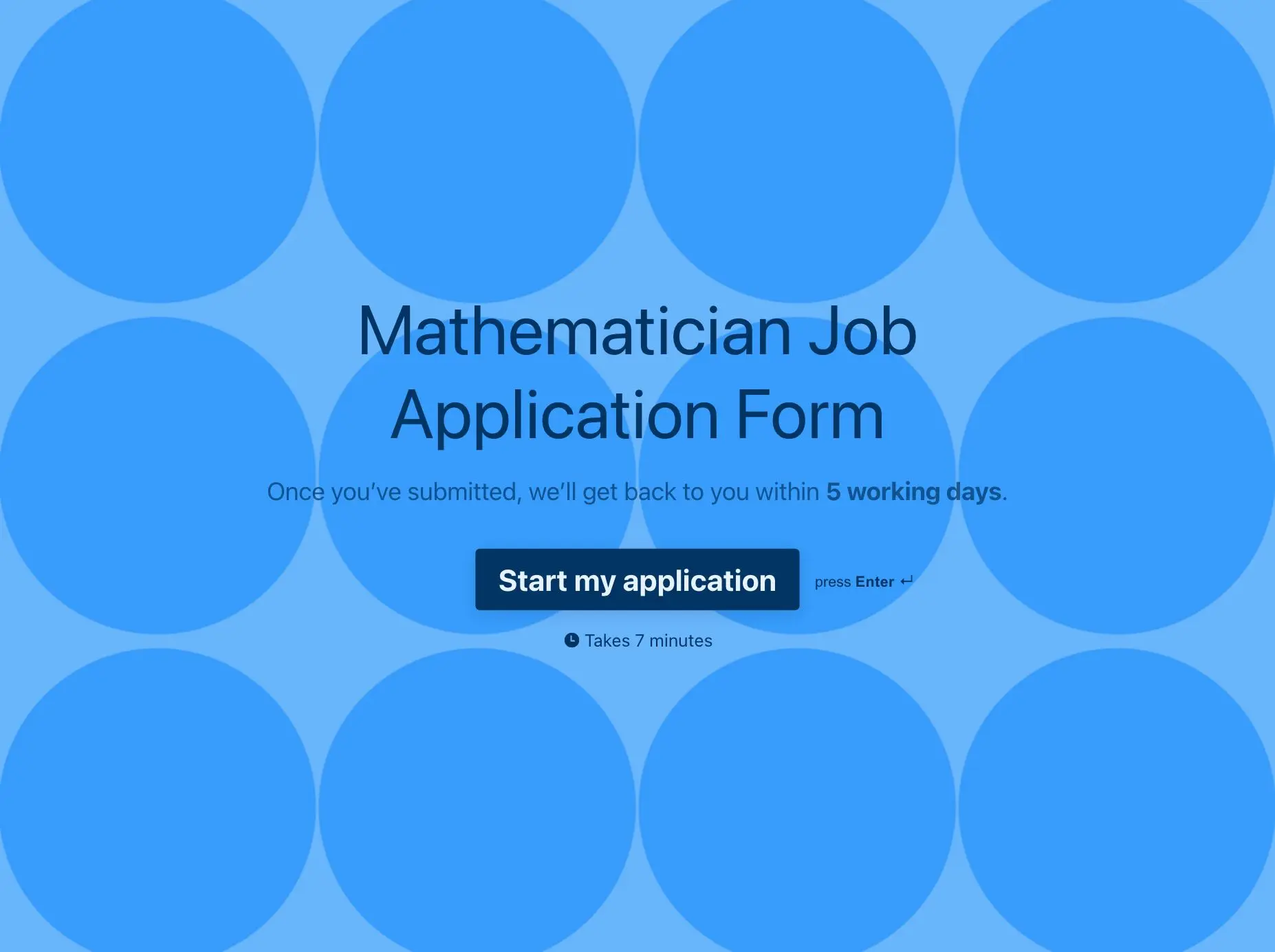 Mathematician Job Application Form Template Hero