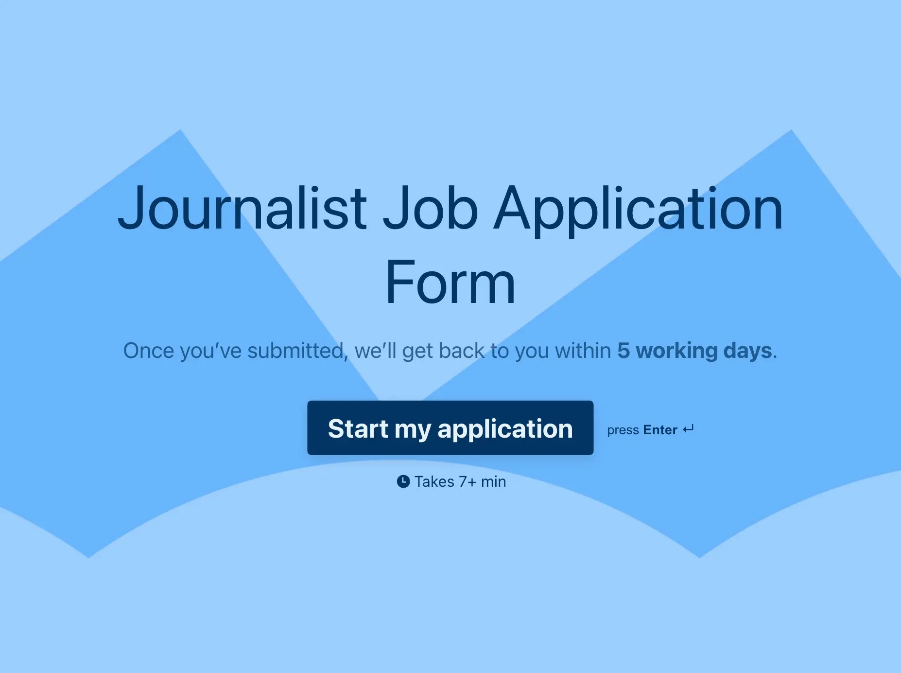 Journalist job application form template Hero