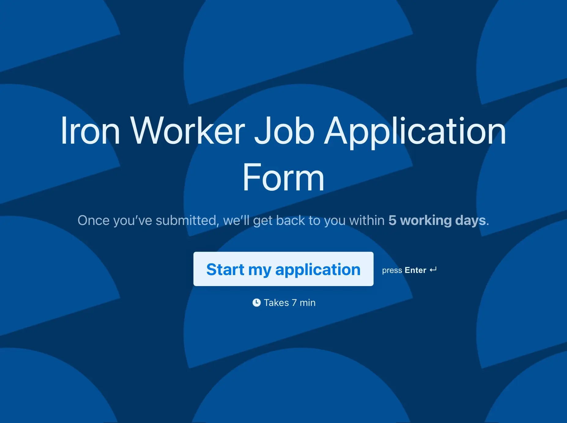 Iron Worker Job Application Form Template Hero
