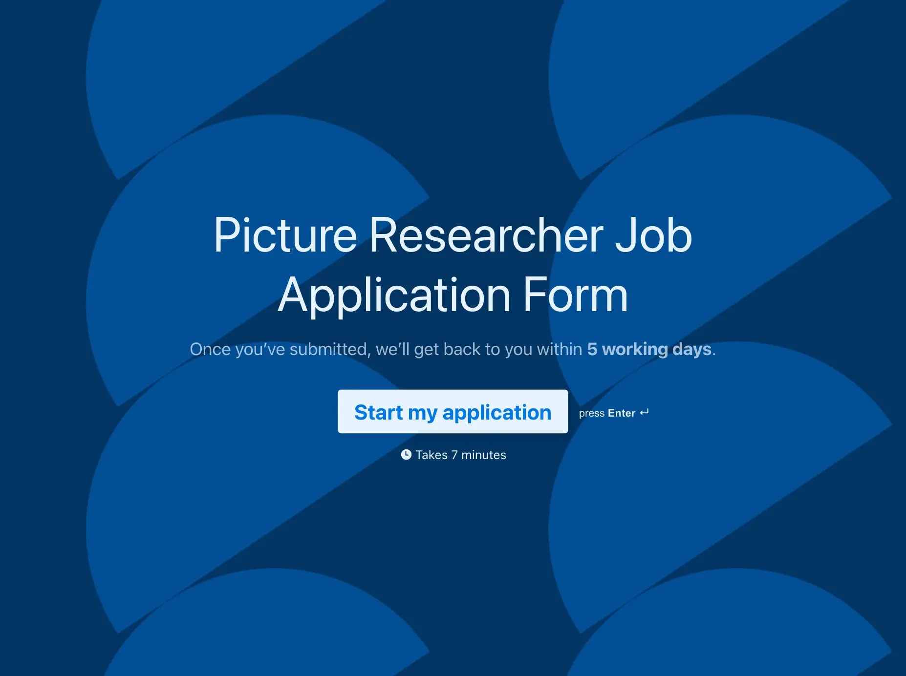 Picture Researcher Job Application Form Template Hero