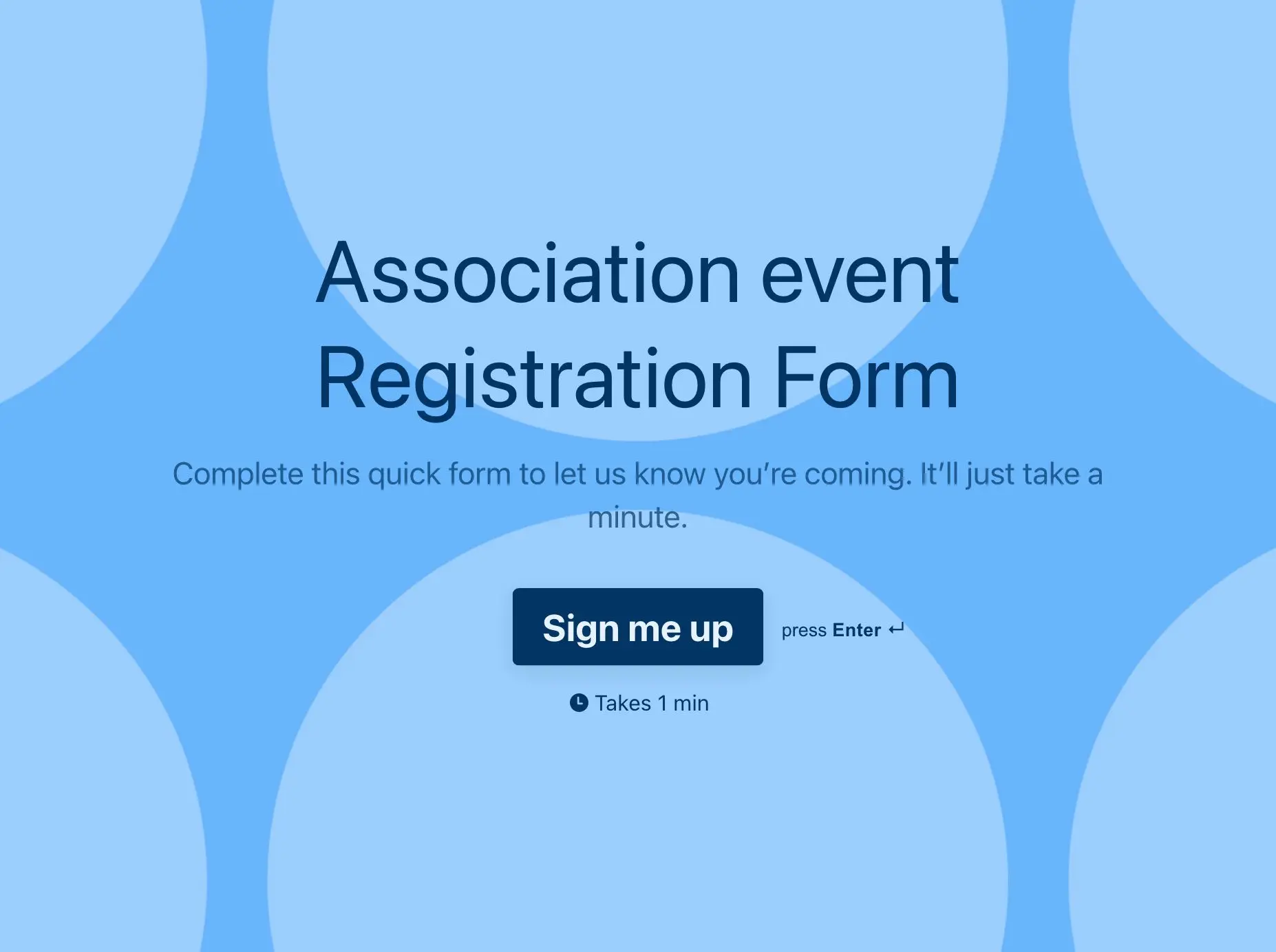 Association event Registration Form Template Hero