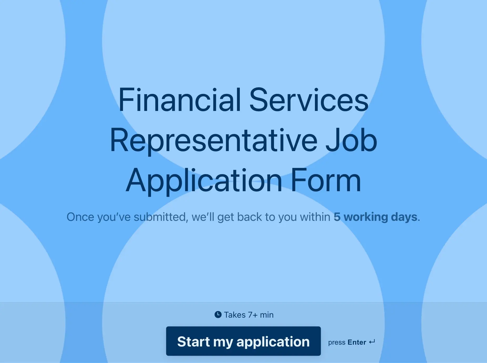 Financial Services Representative Job Application Form Template Hero