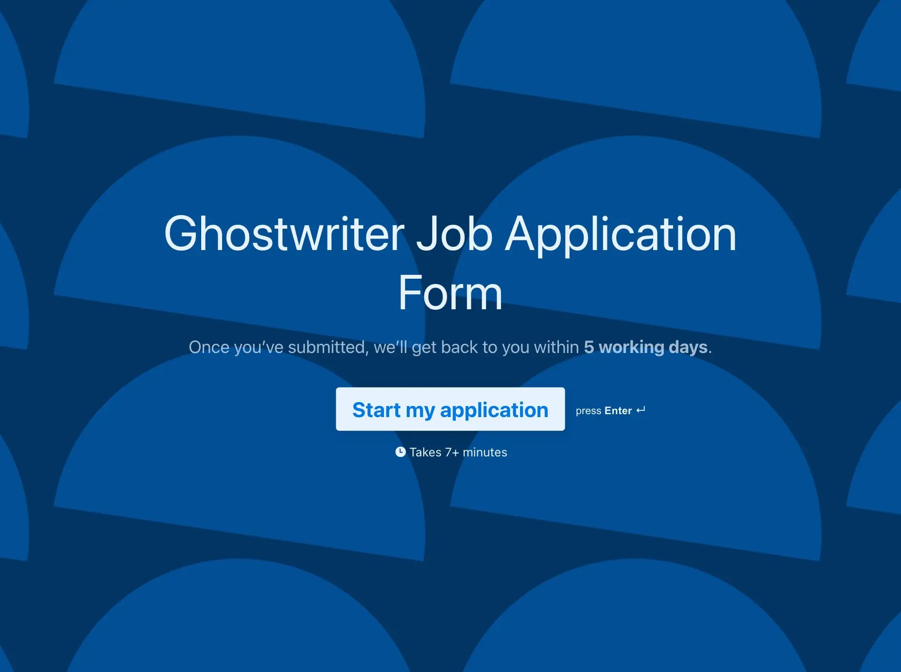 Ghostwriter Job Application Form Template Hero