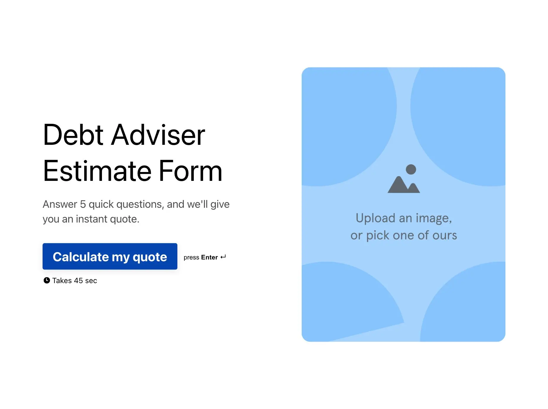 Debt Adviser Estimate Form Template Hero