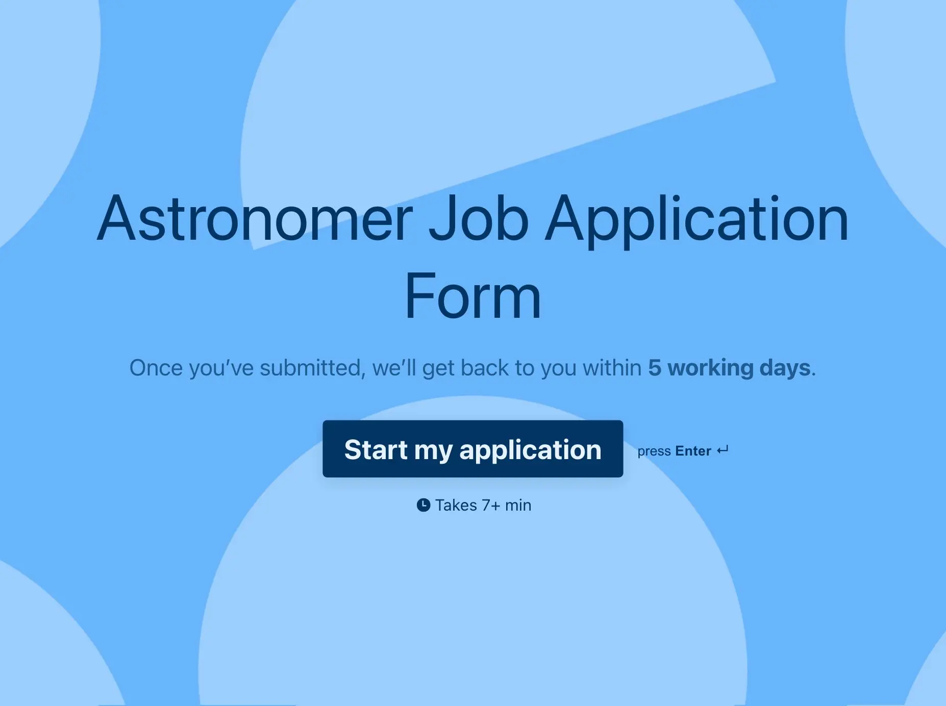 Astronomer Job Application Form Template Hero