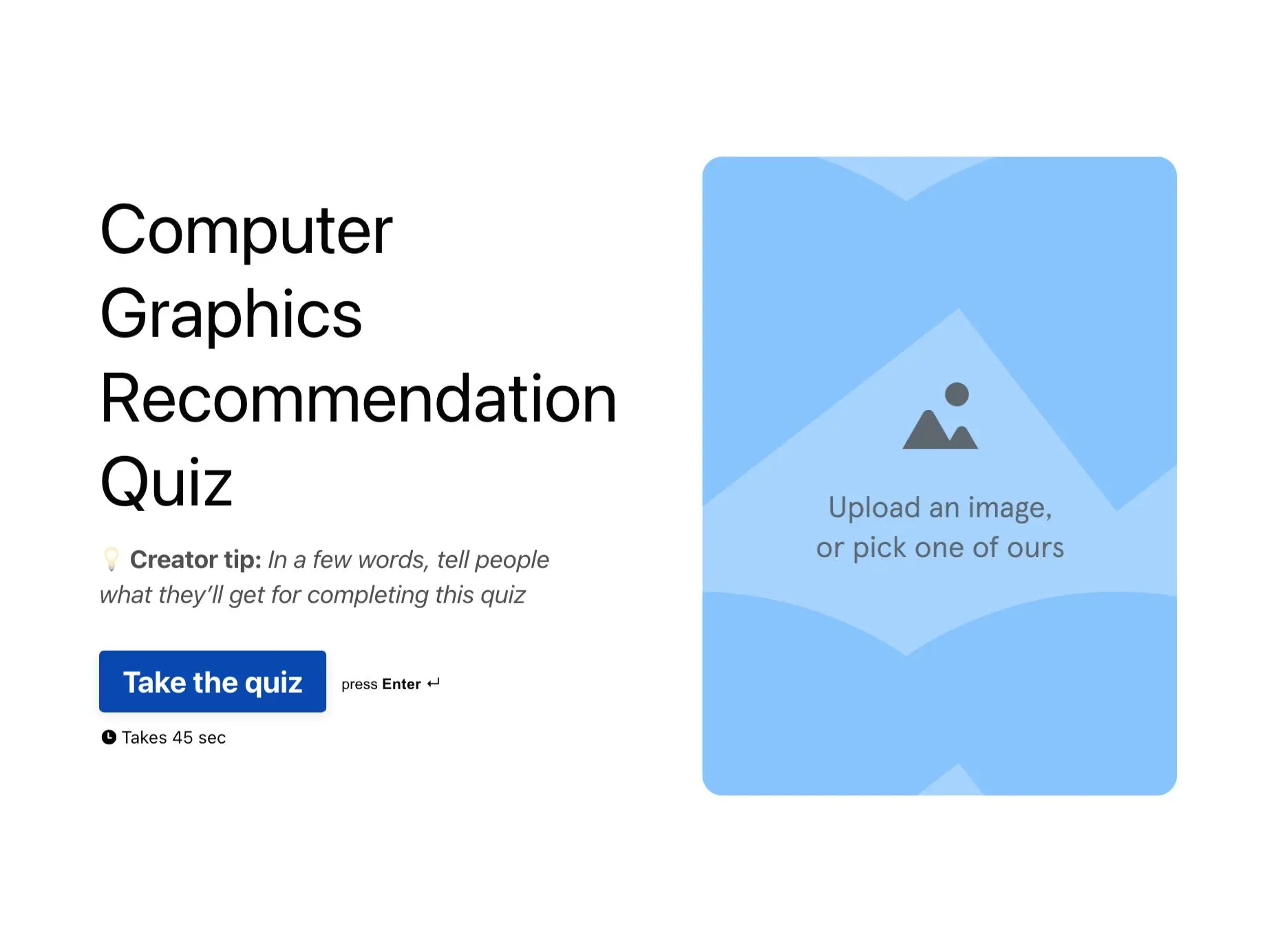 Computer Graphics Recommendation Quiz Template Hero