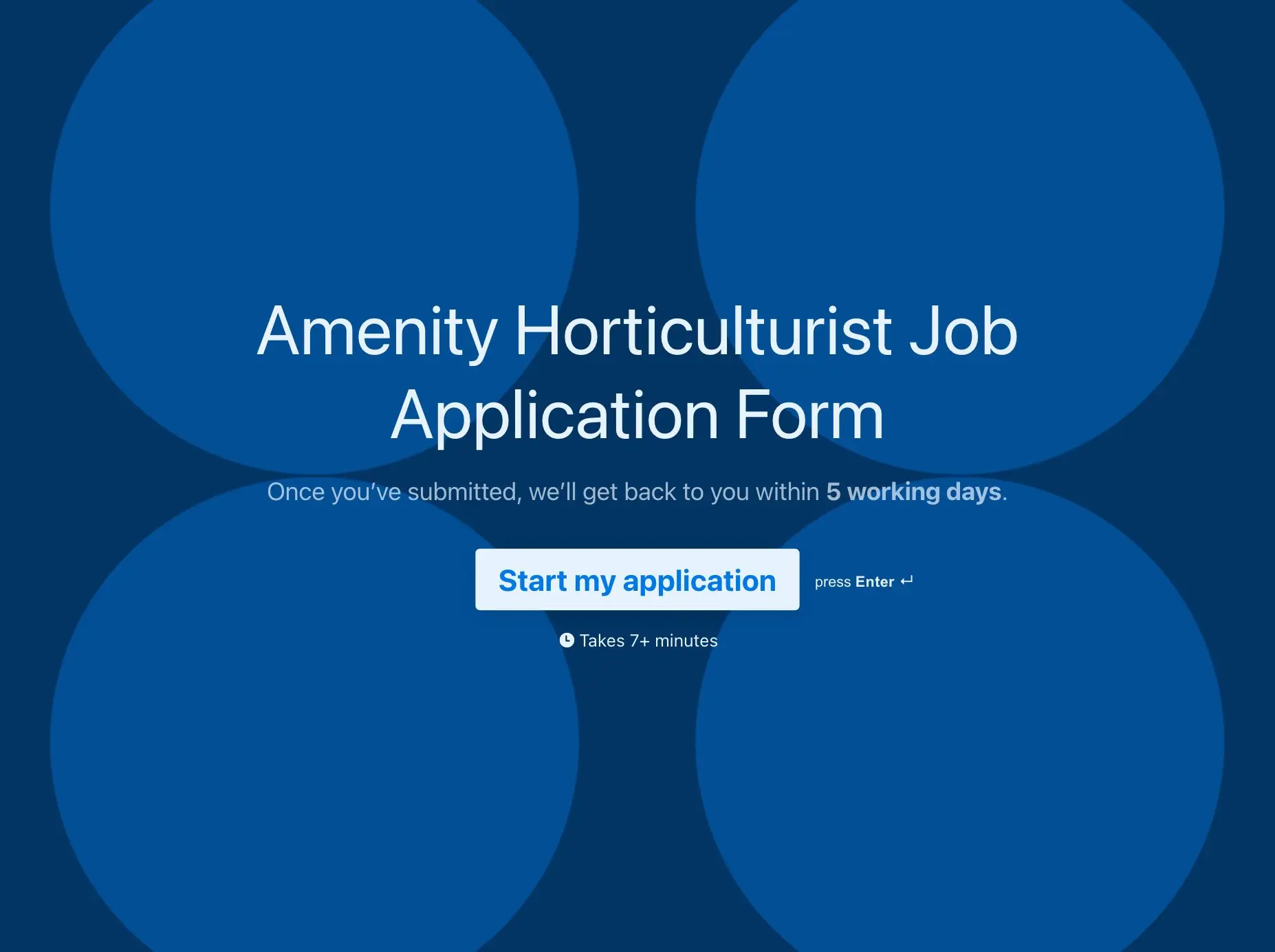 Amenity Horticulturist Job Application Form Template Hero