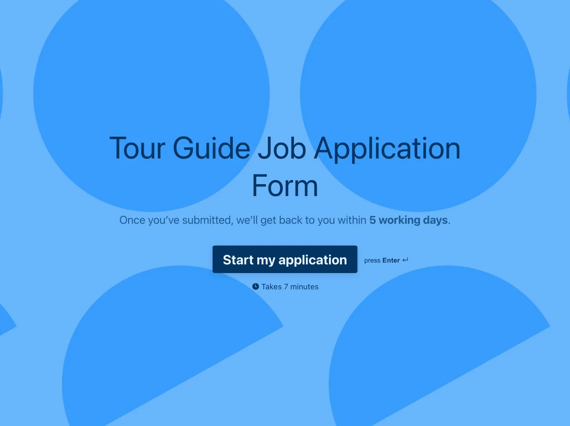 Tour Guide Job Application Form Template