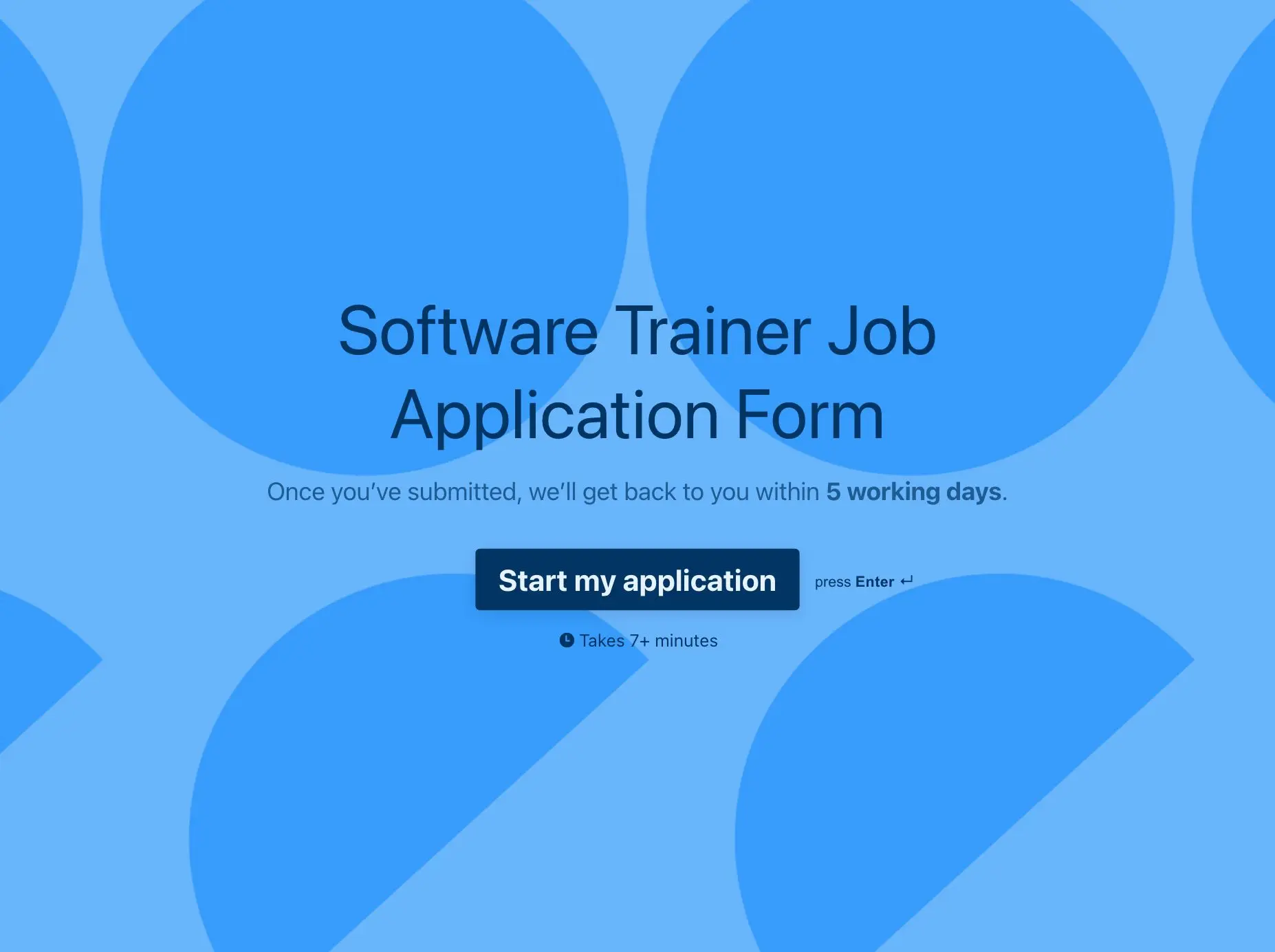 Software Trainer Job Application Form Template Hero