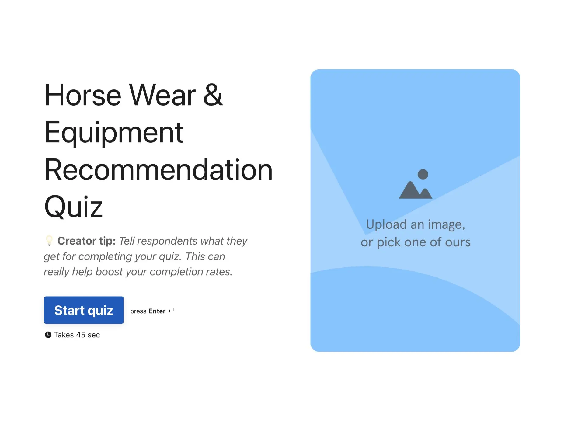 Horse Wear & Equipment Recommendation Quiz Template Hero