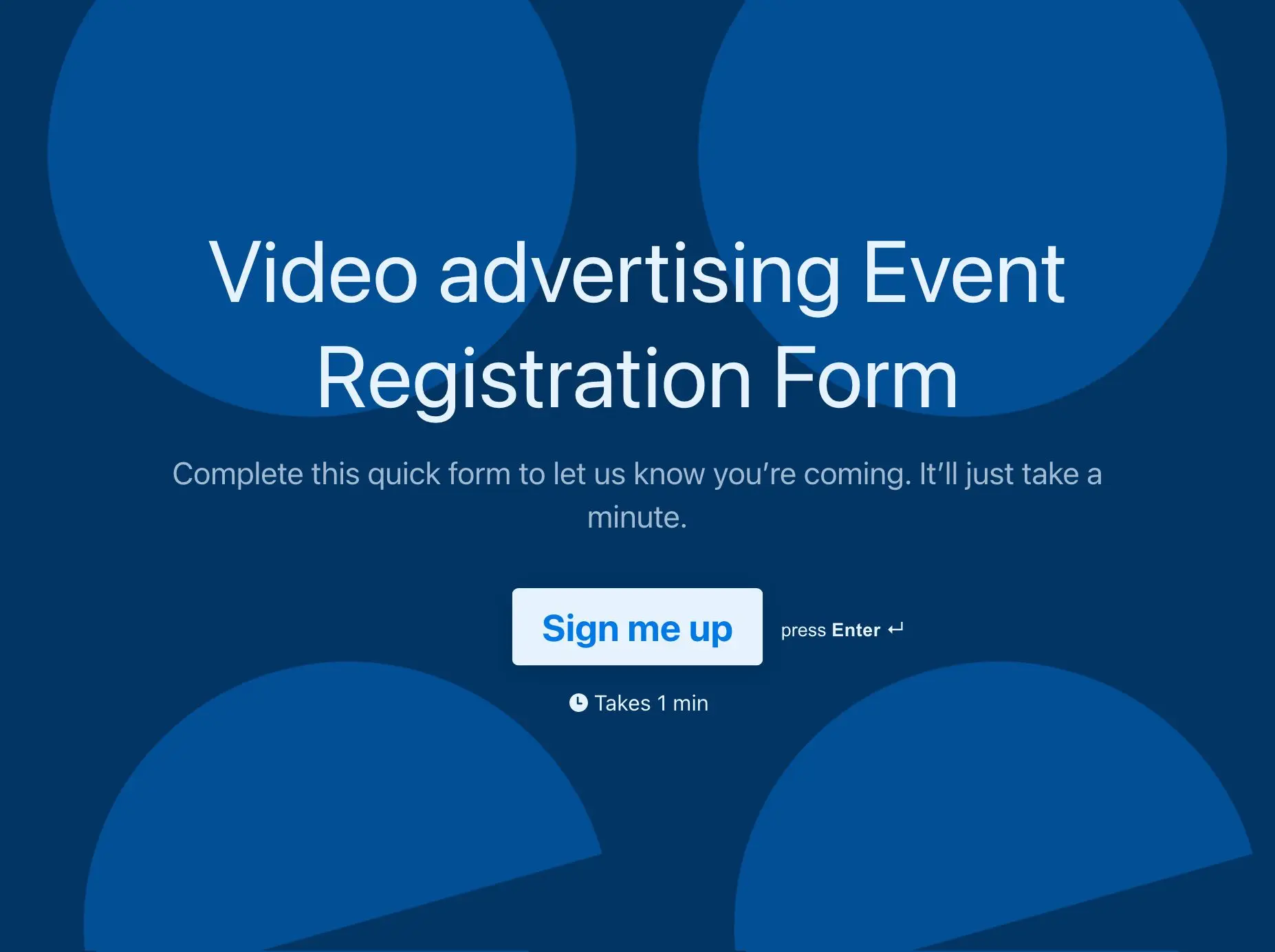 Video advertising Event Registration Form Template Hero