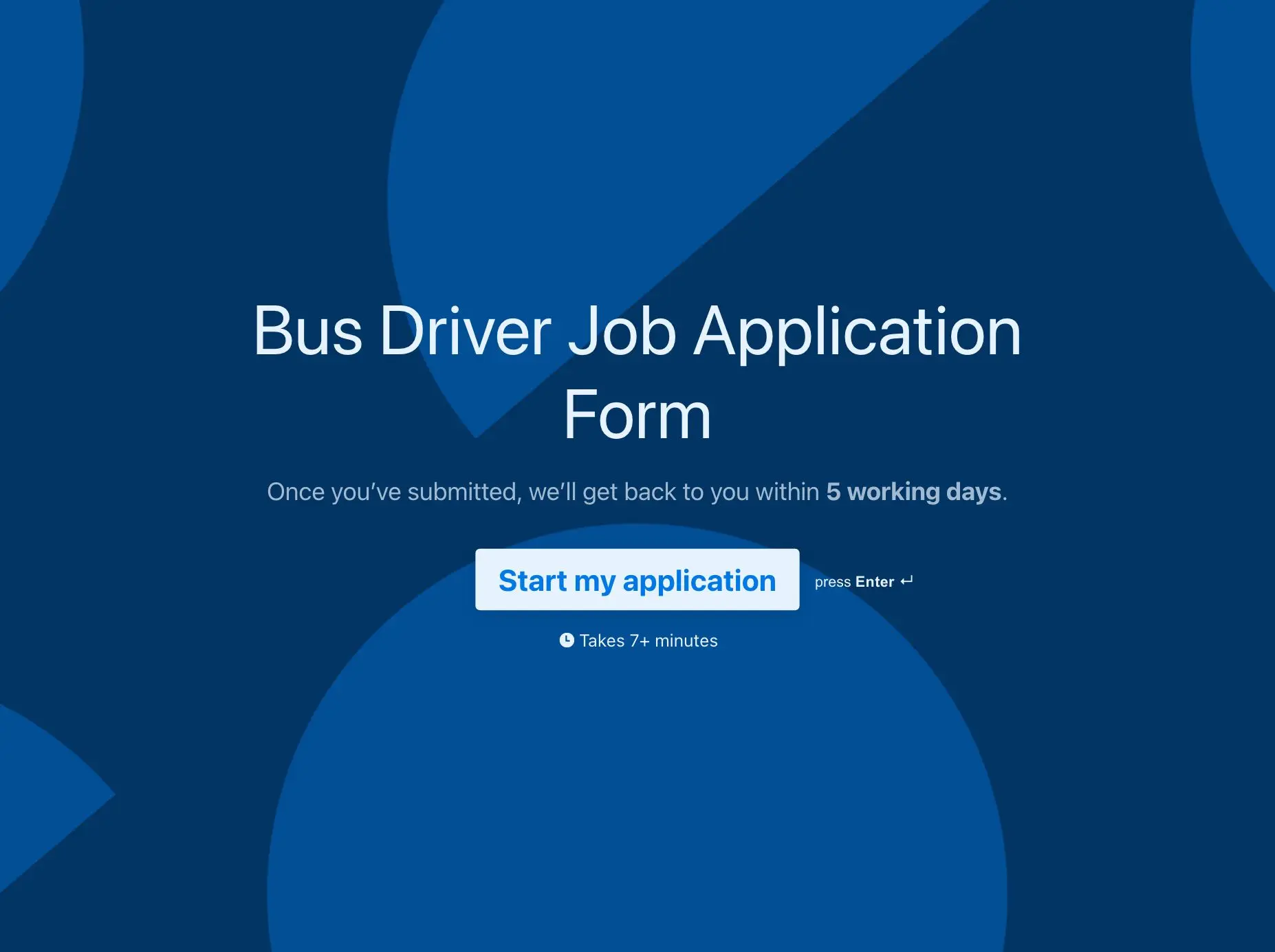 Bus Driver Job Application Form Template Hero