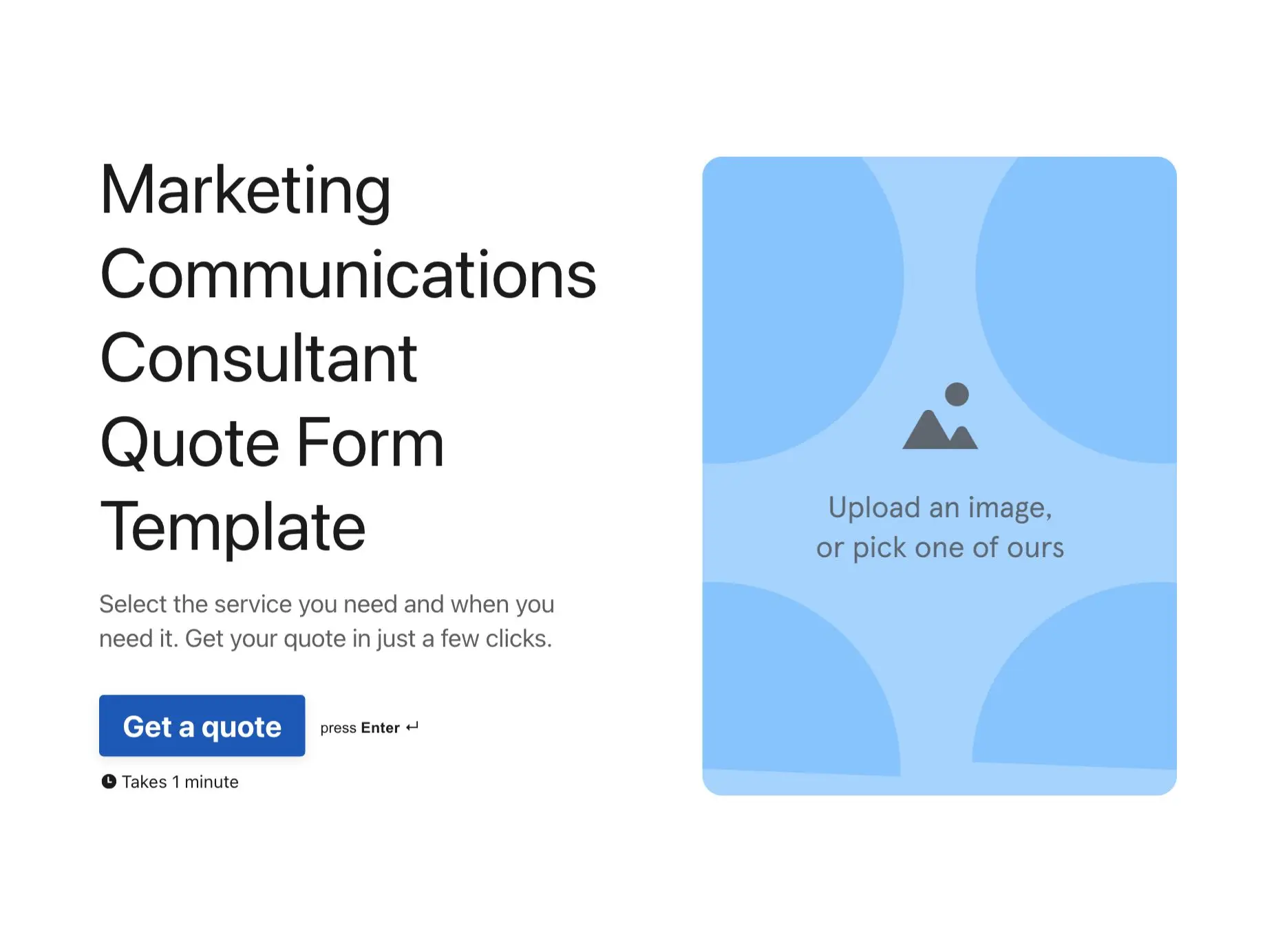 Marketing Communications Consultant Quote Form Template Hero