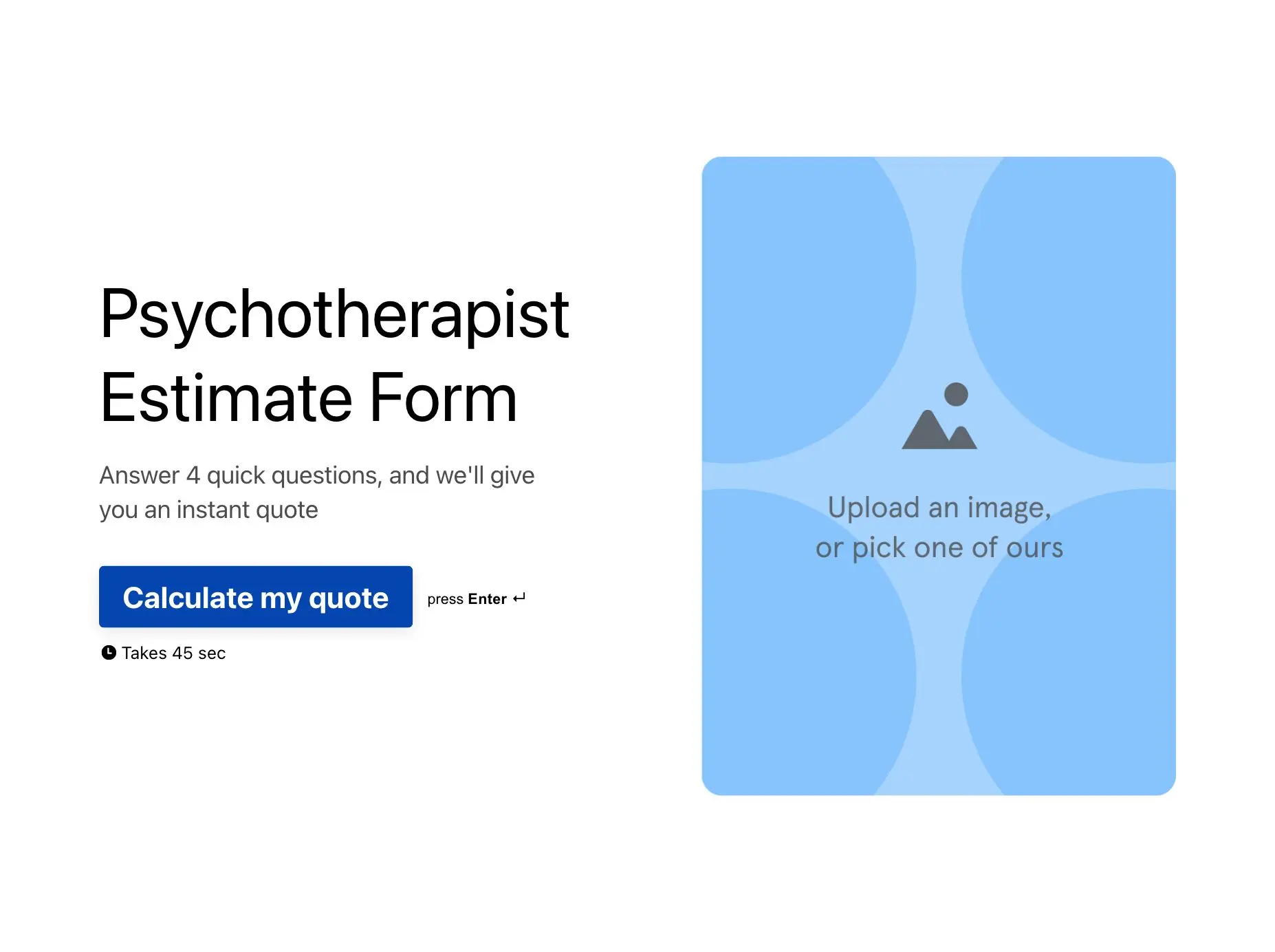 Psychotherapist Estimate Form Template Hero