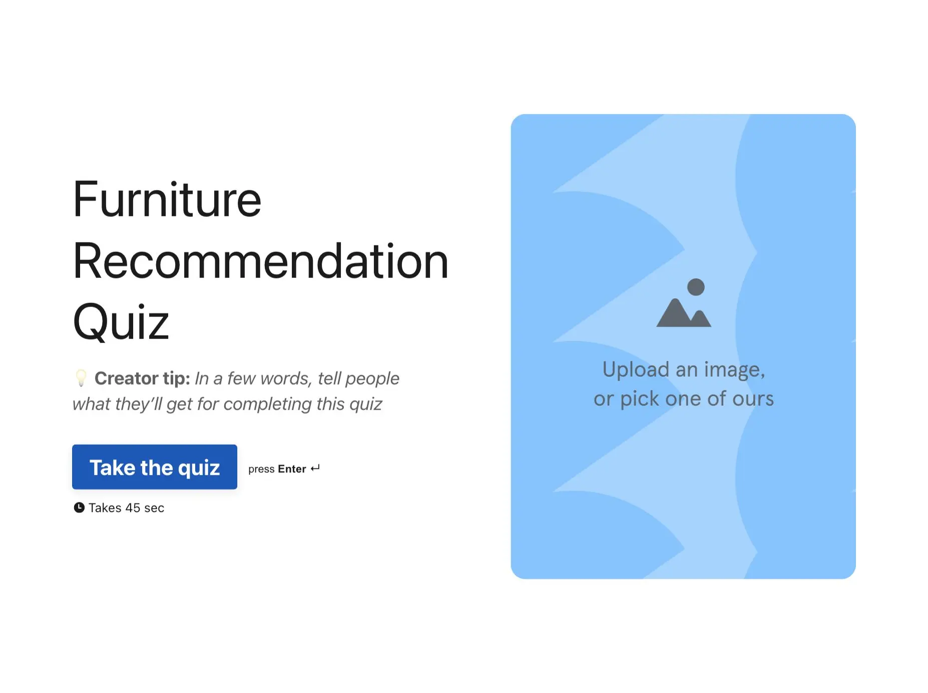 Furniture Recommendation Quiz Template Hero