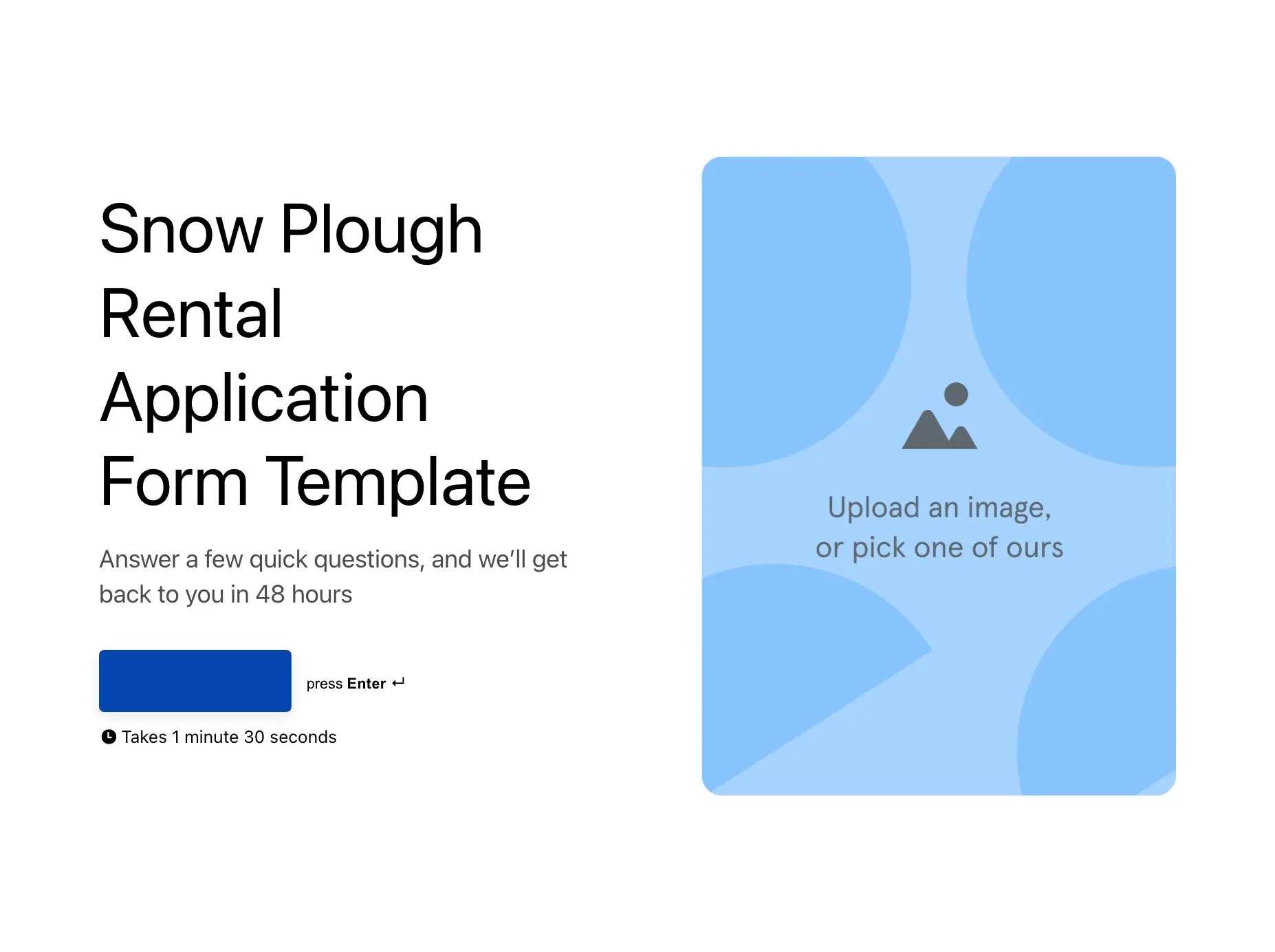 Snow Plough Rental Application Form Template Hero