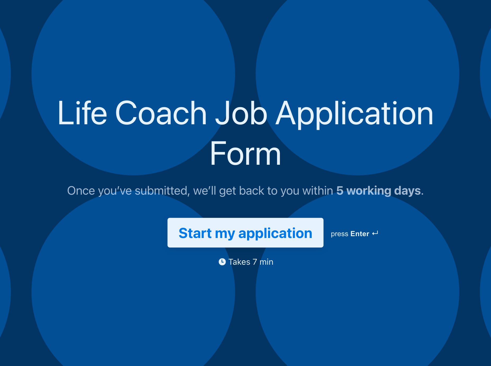 Life Coach Job Application Form Template