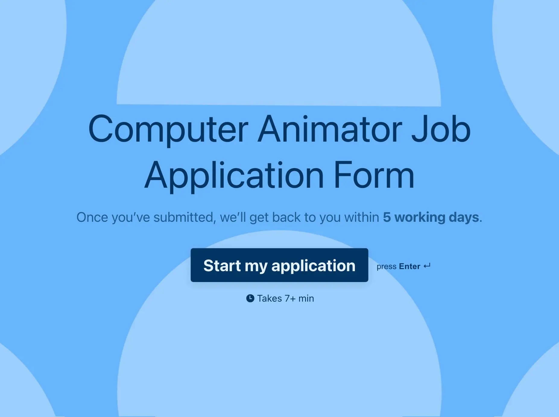 Computer Animator Job Application Form Template Hero