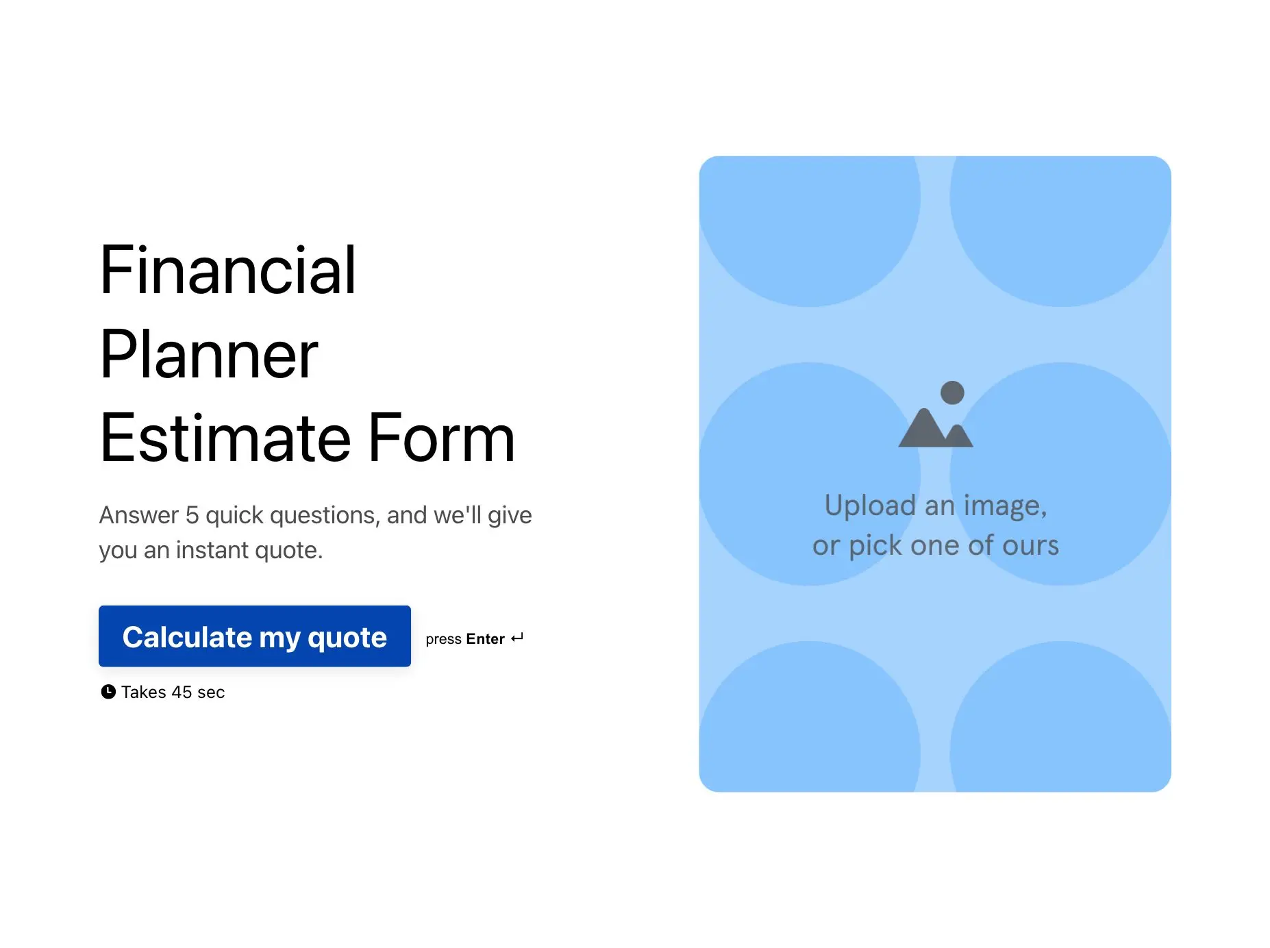 Financial Planner Estimate Form Template Hero