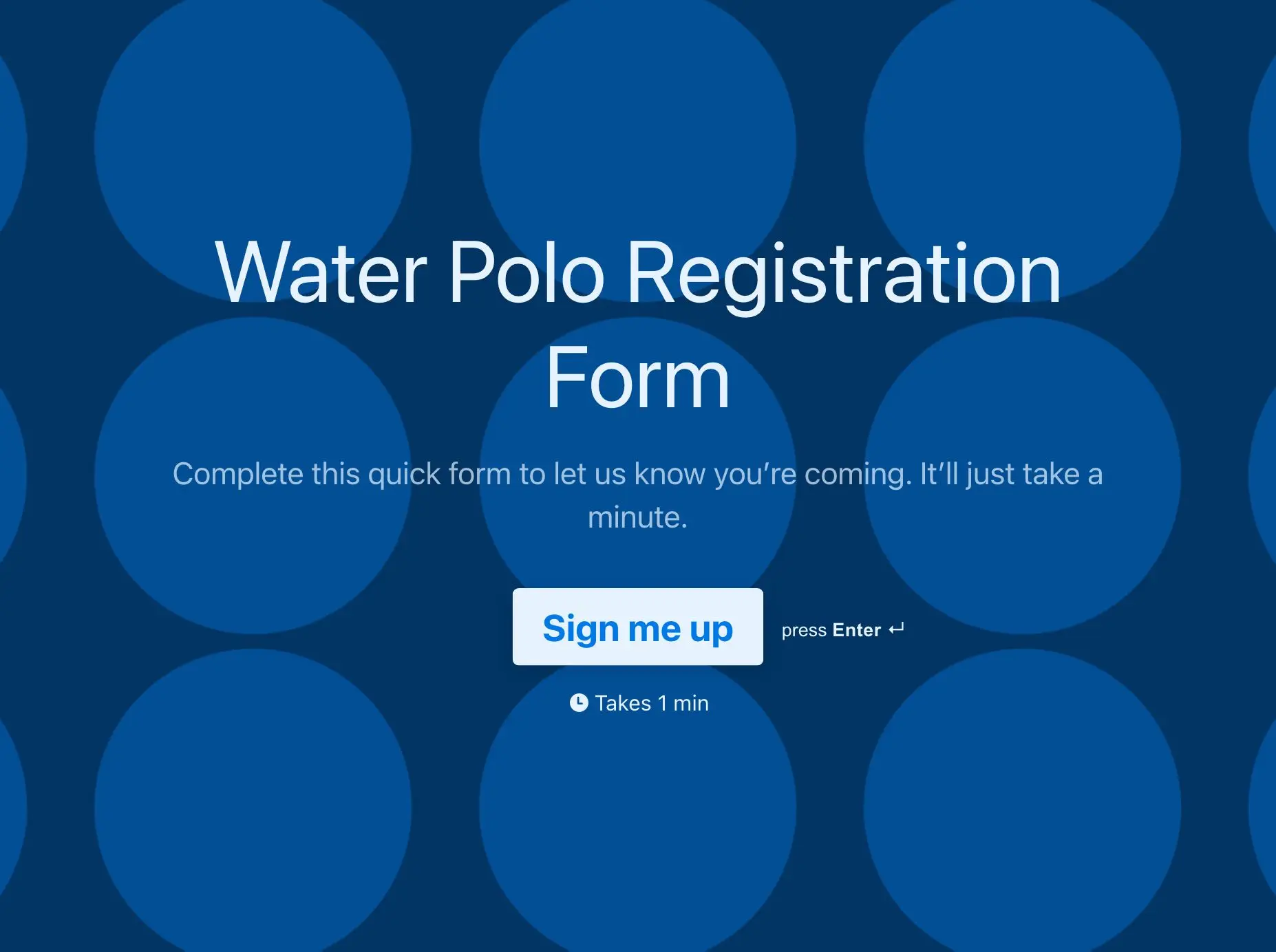 Water Polo Registration Form Template Hero