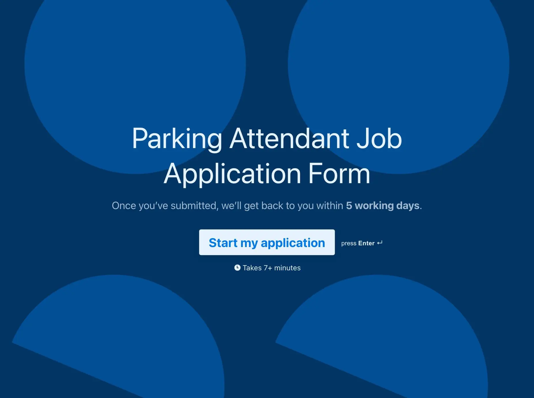Parking Attendant Job Application Form Template Hero