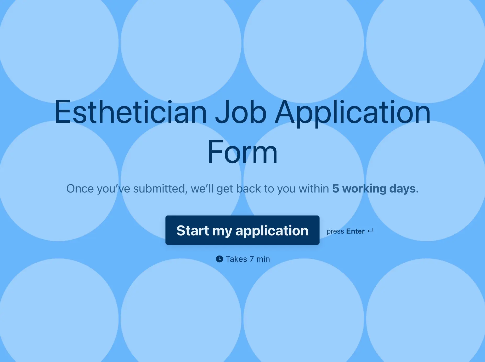 Esthetician Job Application Form Template Hero