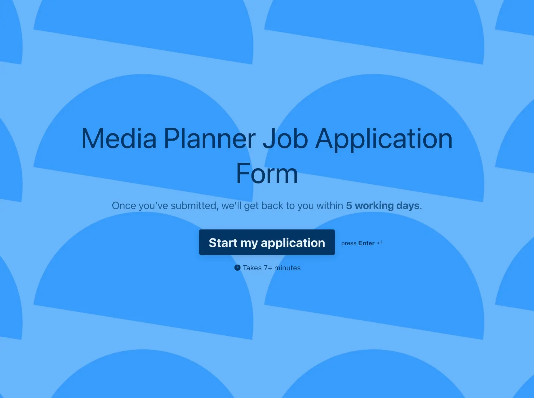 Media Planner Job Application Form Template Hero