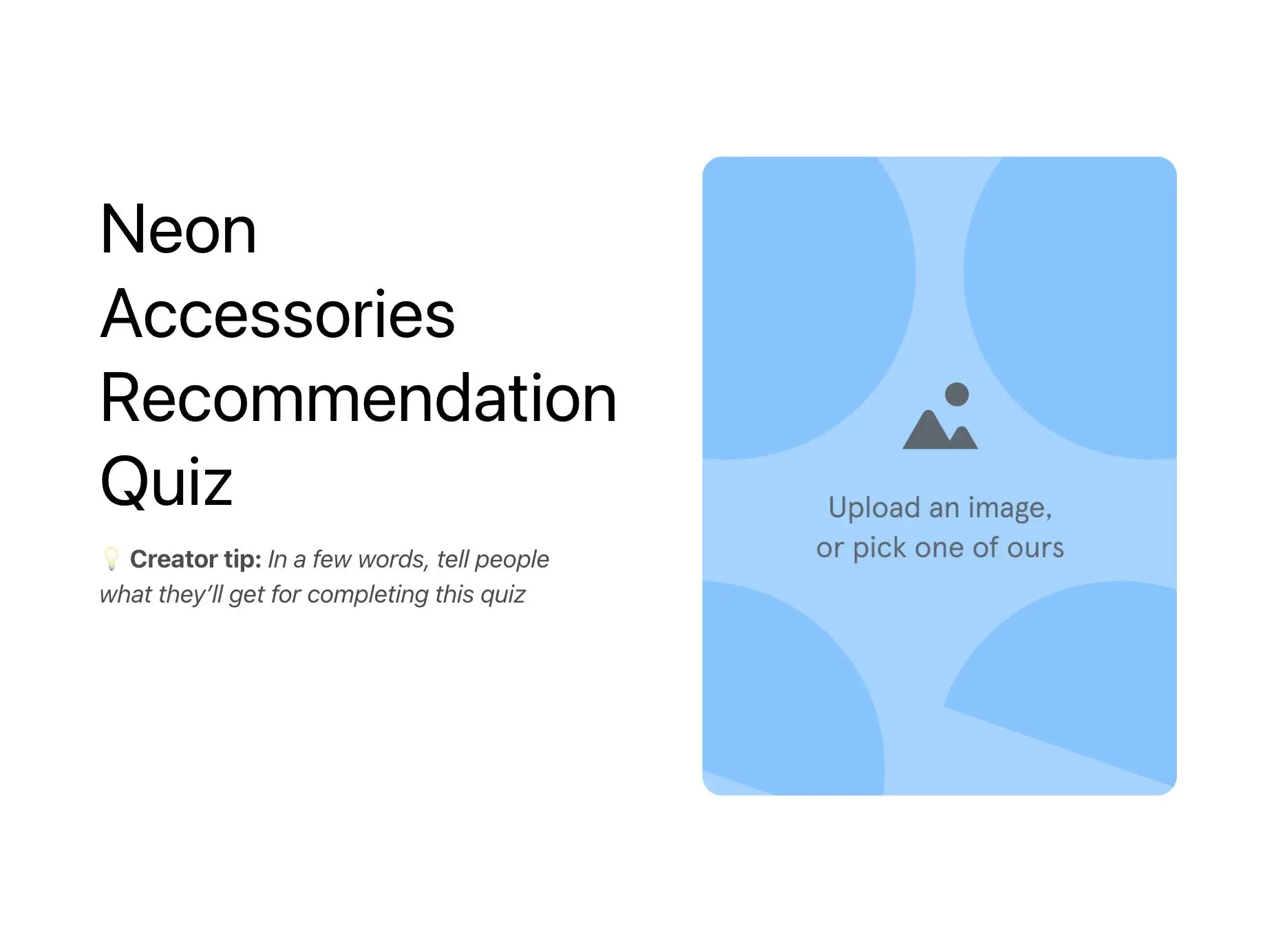 Neon Accessories Recommendation Quiz Template Hero